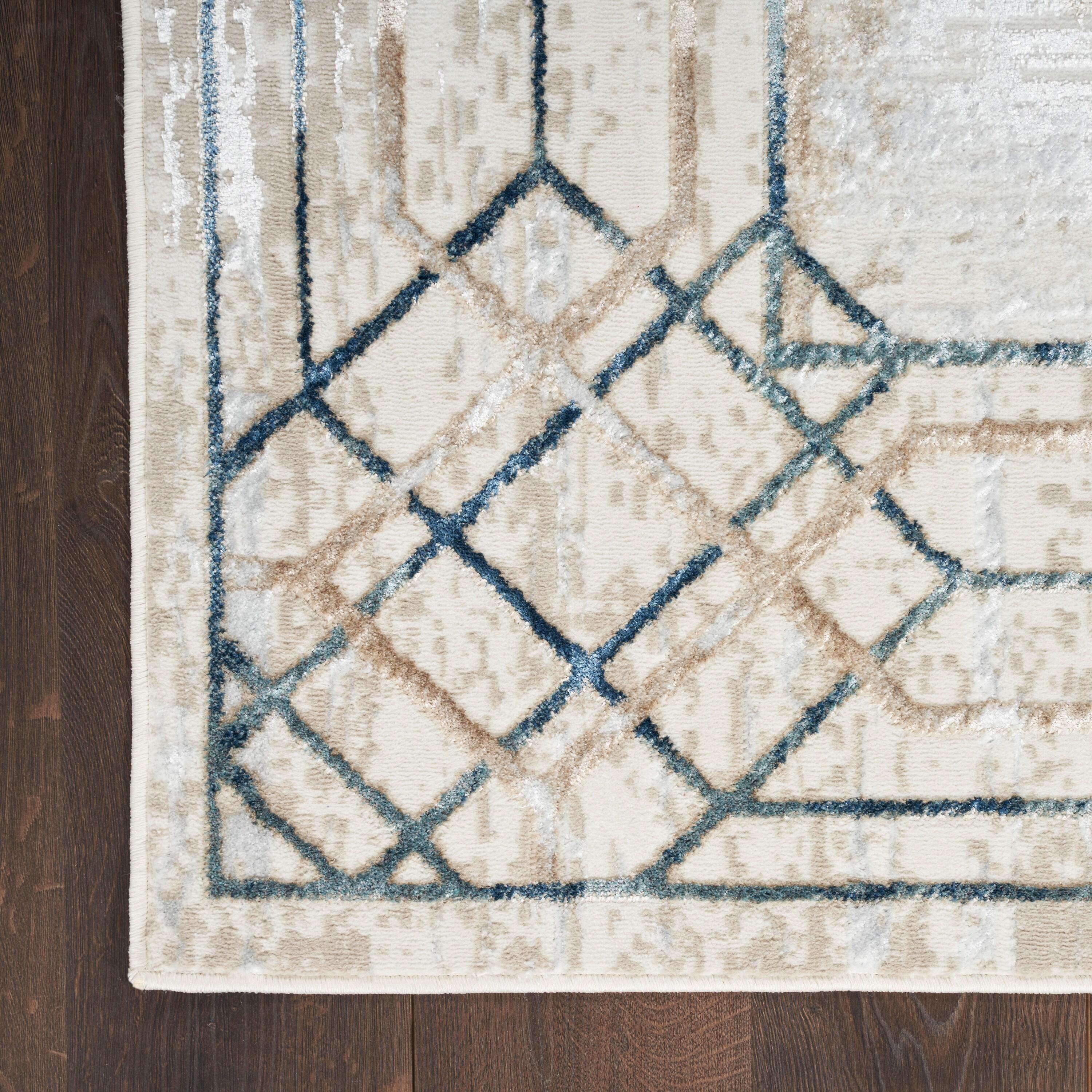 Nourison Glam 5'3" x 7'3" Ivory/Taupe Mid-Century Modern Indoor Rug