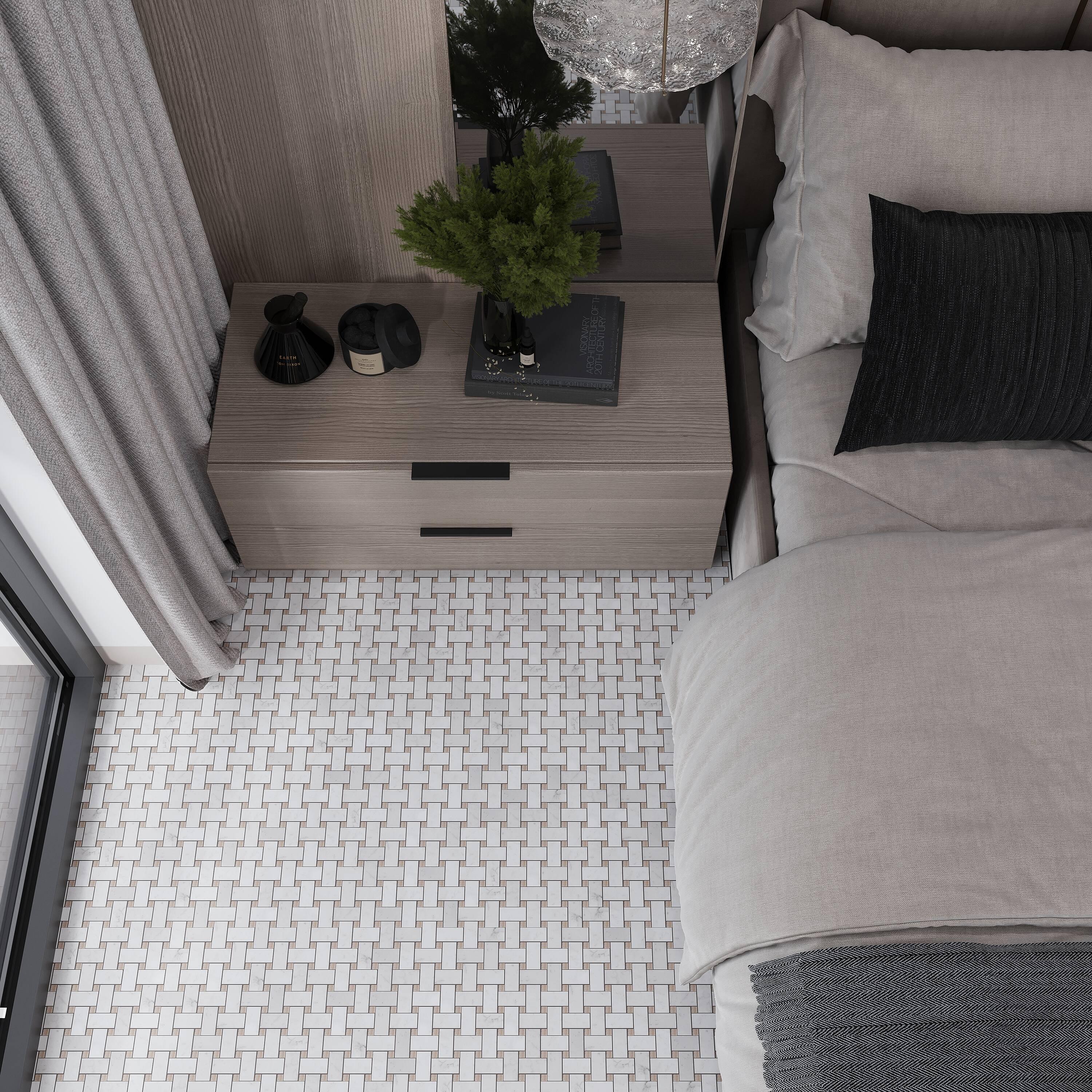 12" x 12" Natural Stone Basketweave Mosaic Wall & Floor Tile