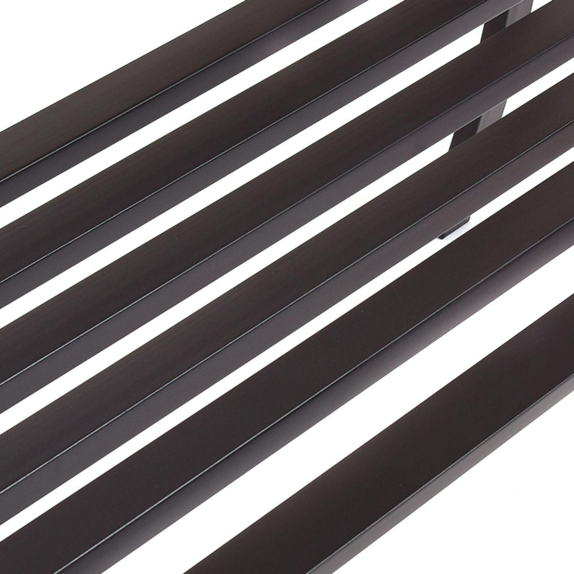 Steel Garden Park Bench Cast Iron Frame Patio Lawn Yard Decor, Black Seating Bench for Yard, Patio, Garden, Balcony, and Deck