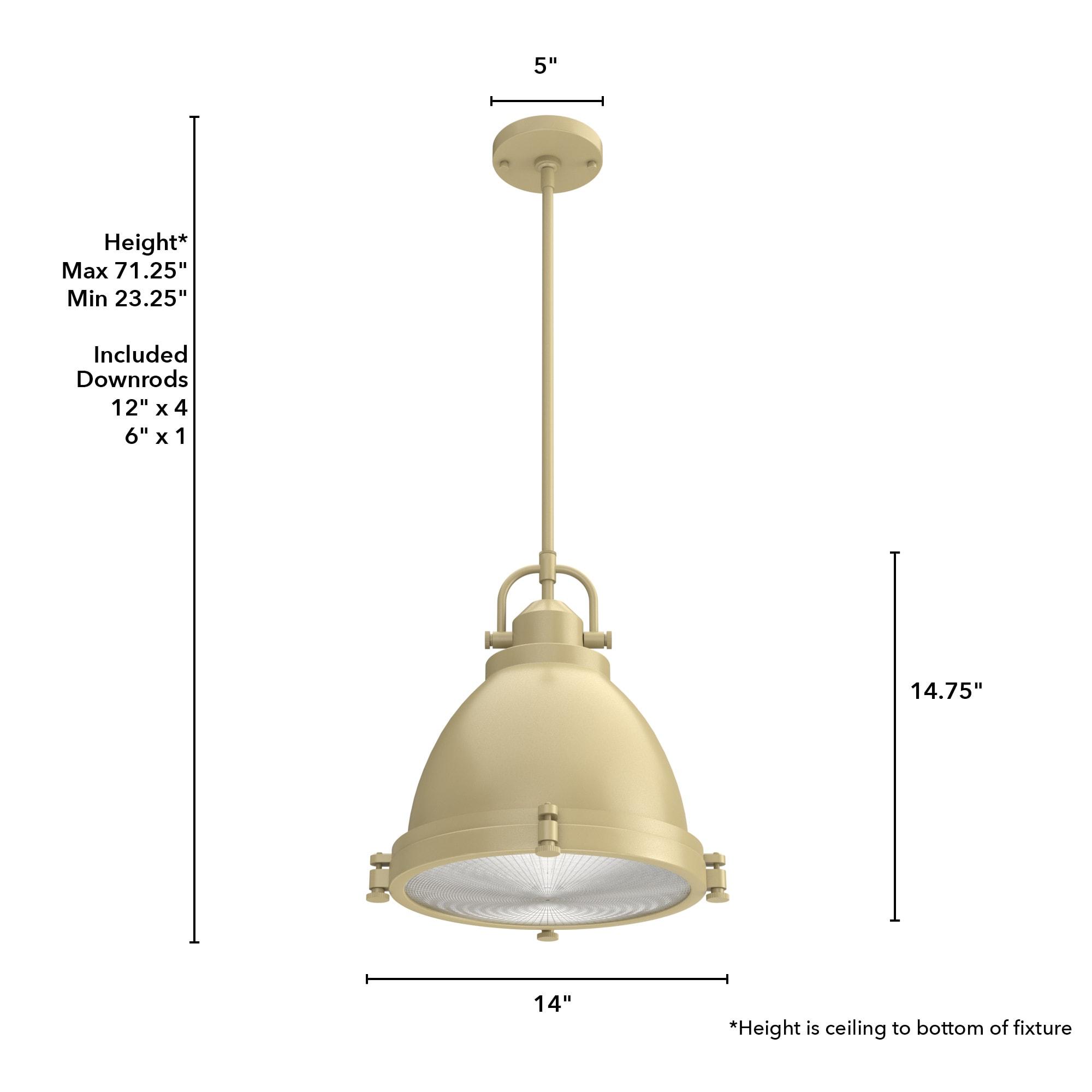 2-Light Bridgemoor Pendant Modern Brass - Hunter Fan: UL Listed, Industrial Design, Clear Glass