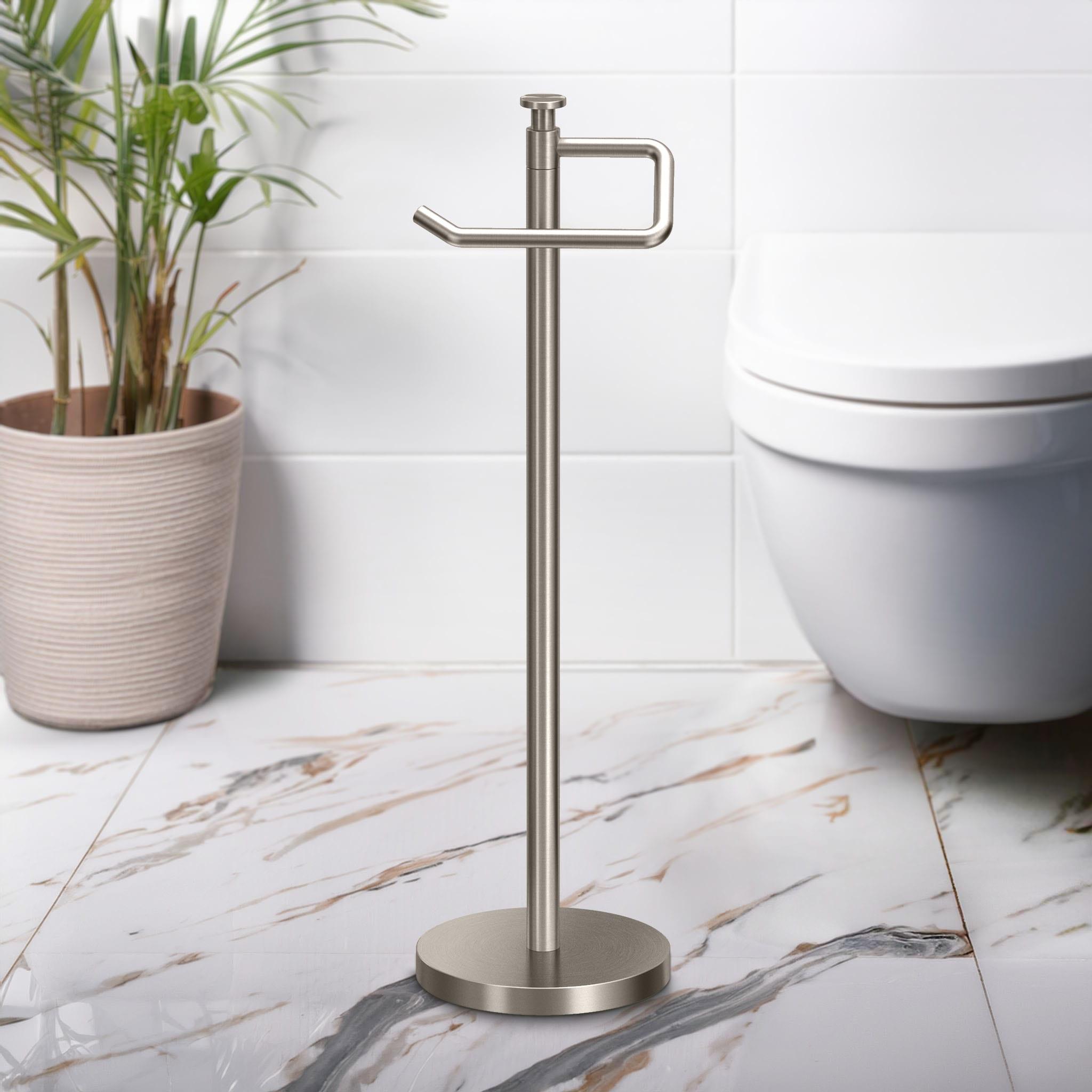 Free Standing Toilet Paper Holder with Weighted and Padded Base | 23.68"H Toilet Paper Roll Holder Stand for Bathroom