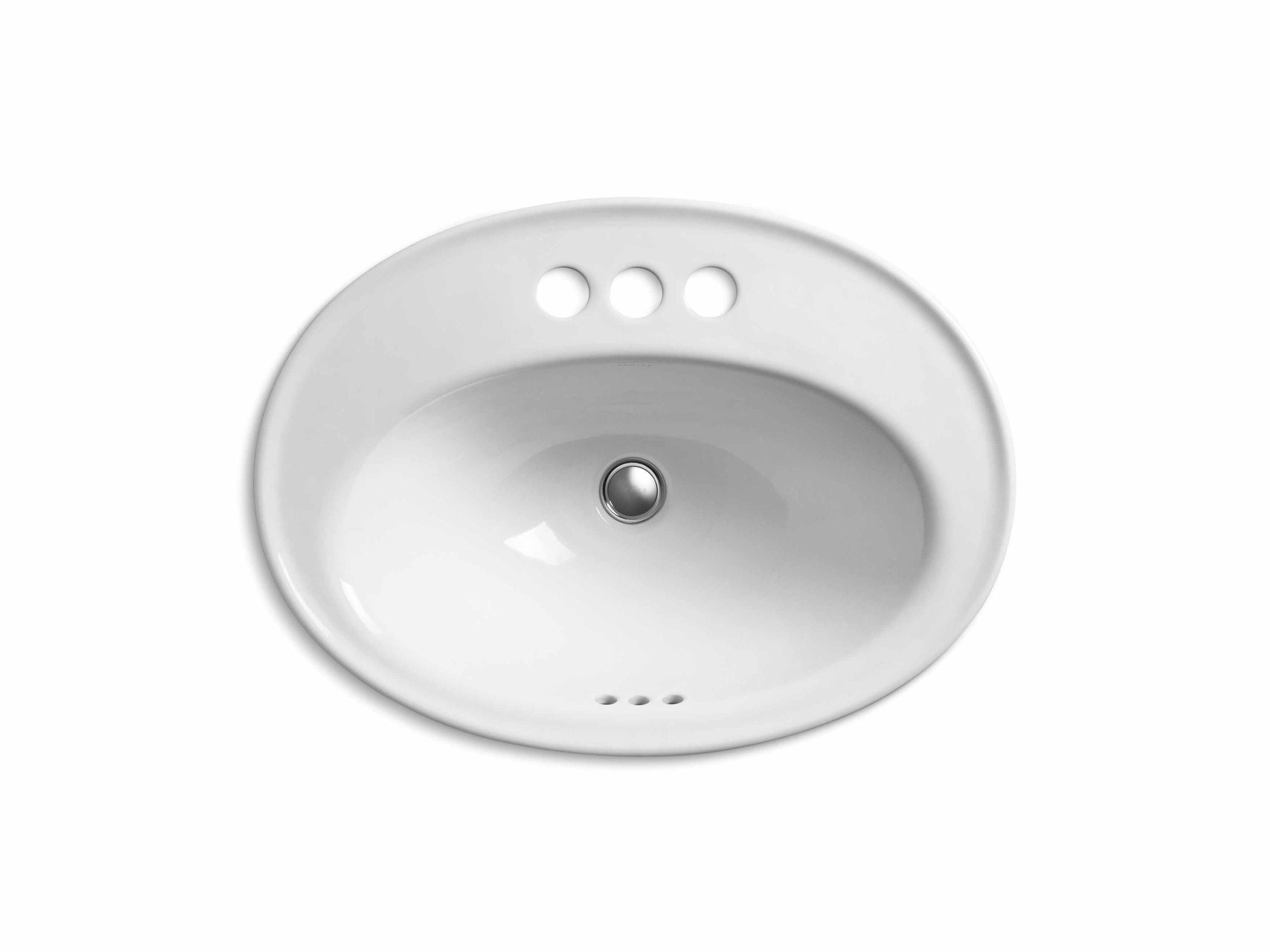 Serif® Ceramic Oval Drop-In Bathroom Sink with Overflow