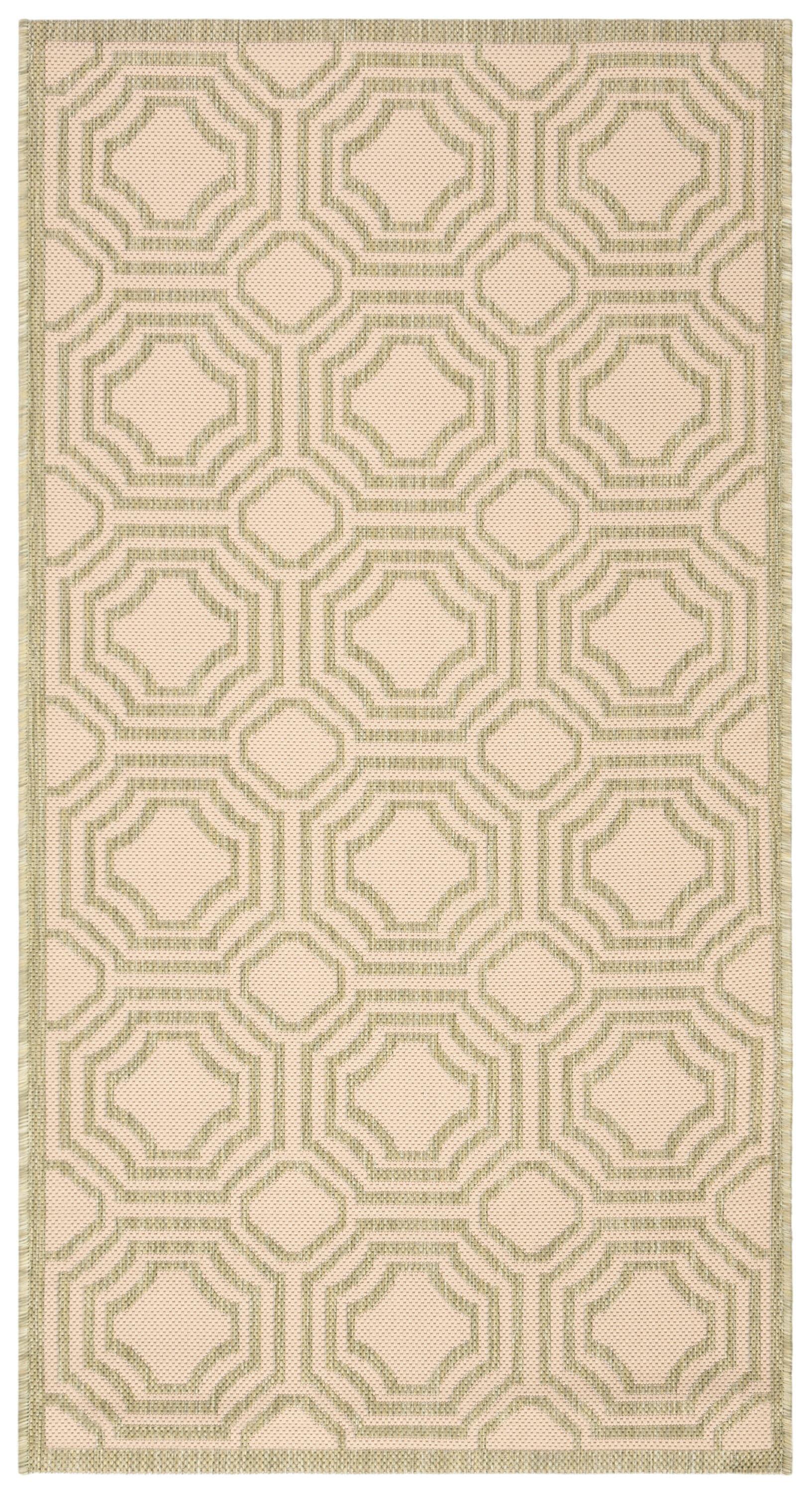 Courtyard CY6112 Power Loomed Indoor and Outdoor Accent Rug - Beige/Sweet Pea - 2'7"x5' - Safavieh