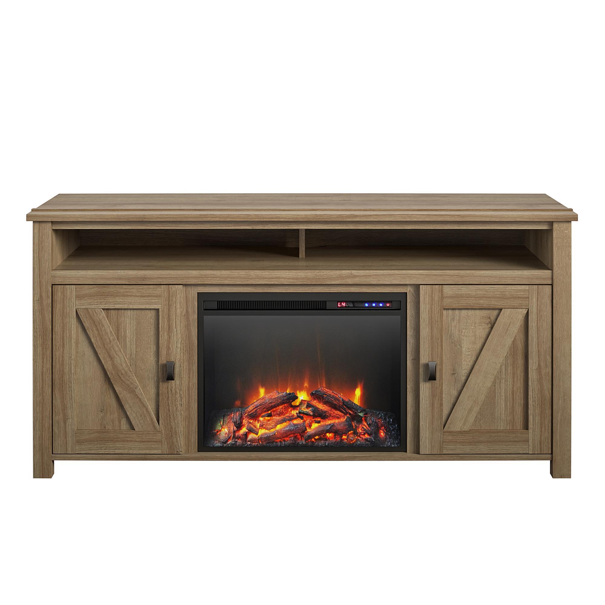 Ameriwood Home Farmington Electric Fireplace Space Heater TV Console for TVs up to 60", Natural