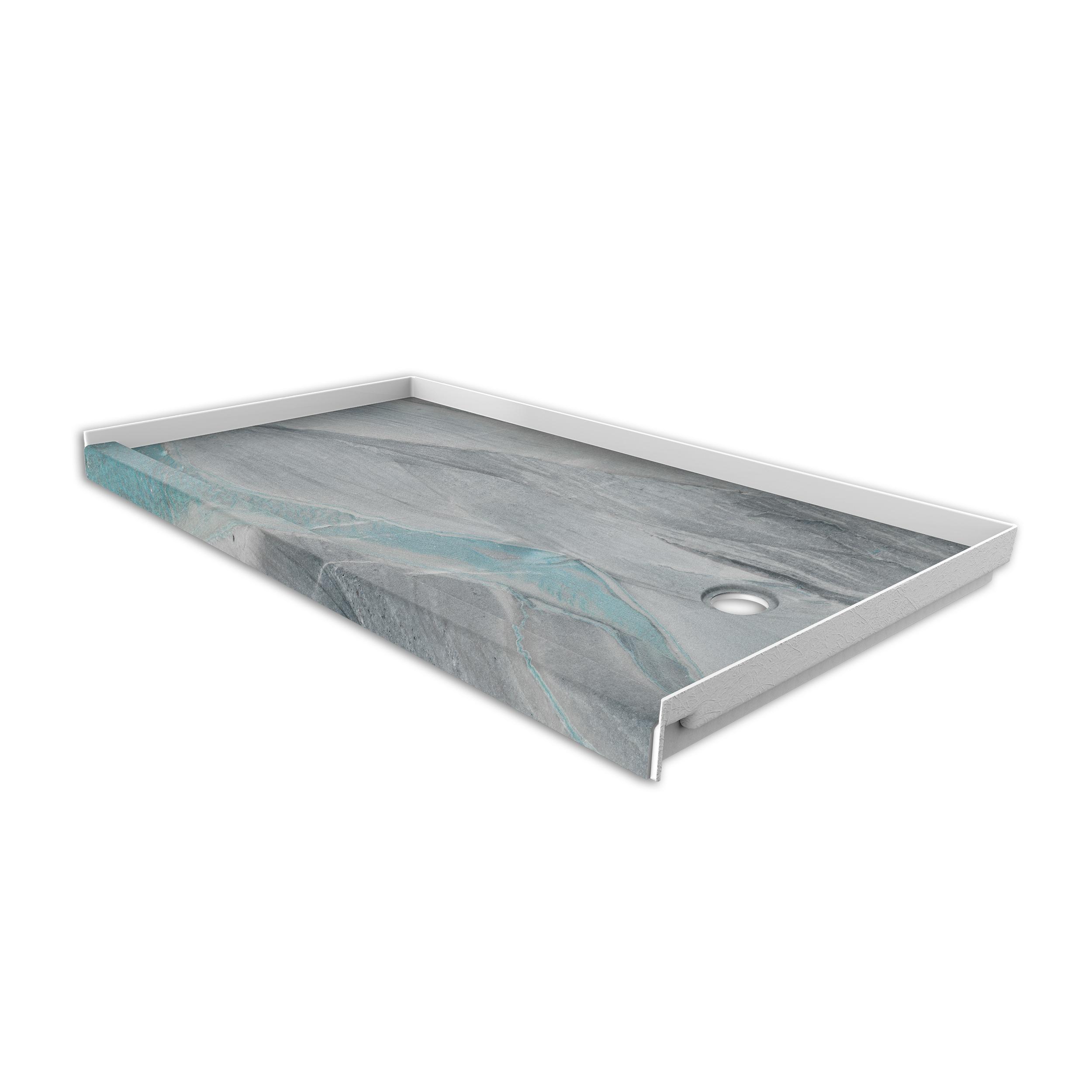 FlexStone 60"L x 30"W Single Threshold Alcove Shower Base with Right-Hand Drain
