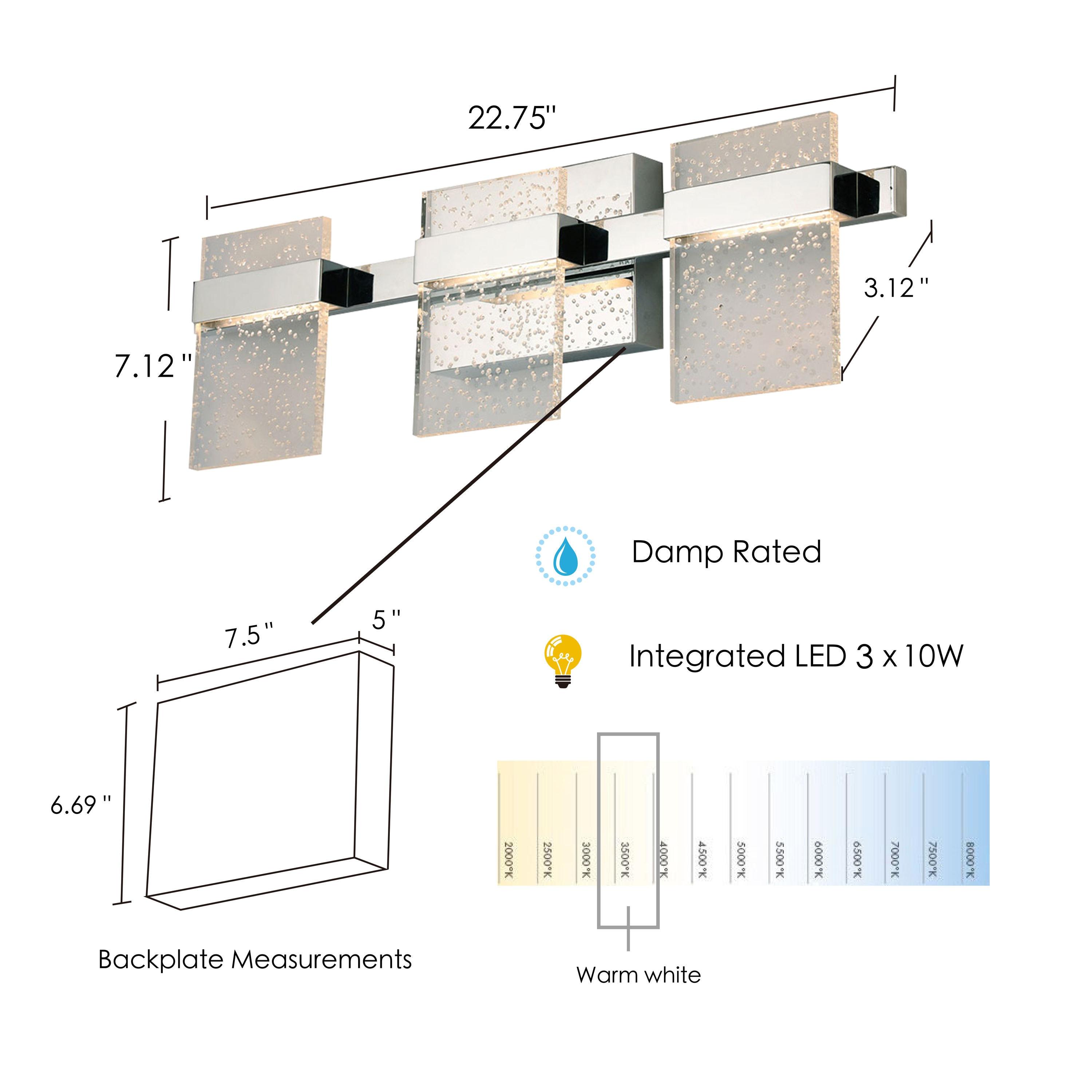 Eglo Lighting - Madrona - 22.75 Inch 30W 3 LED Bath Vanity-Chrome Finish - Eglo