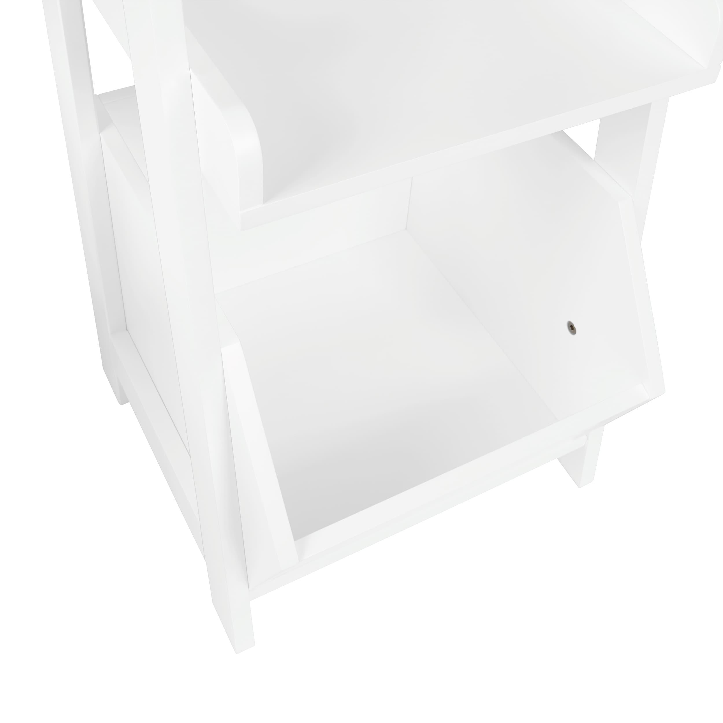 RiverRidge Home RiverRidge Kids 4-Tier 13in Ladder Shelf Toy Organizer and Book Storage with 3 Open Display Shelves- White with Two 5" Fabric Bins