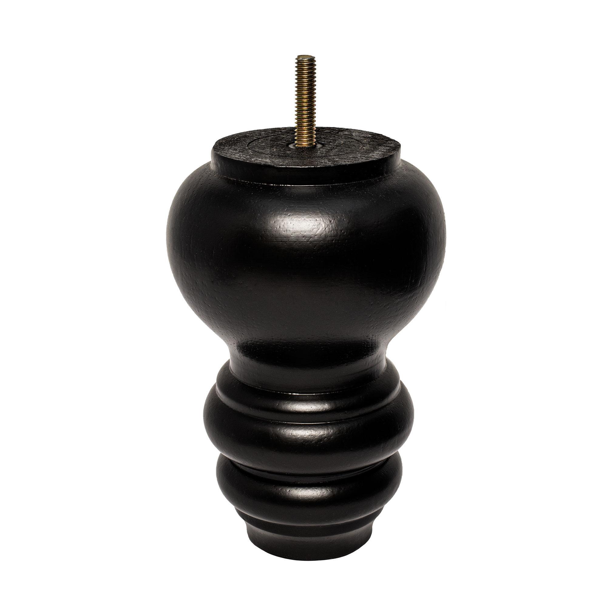 6 in x 4 in Solid Hardwood Round Bun Foot - 1 Piece