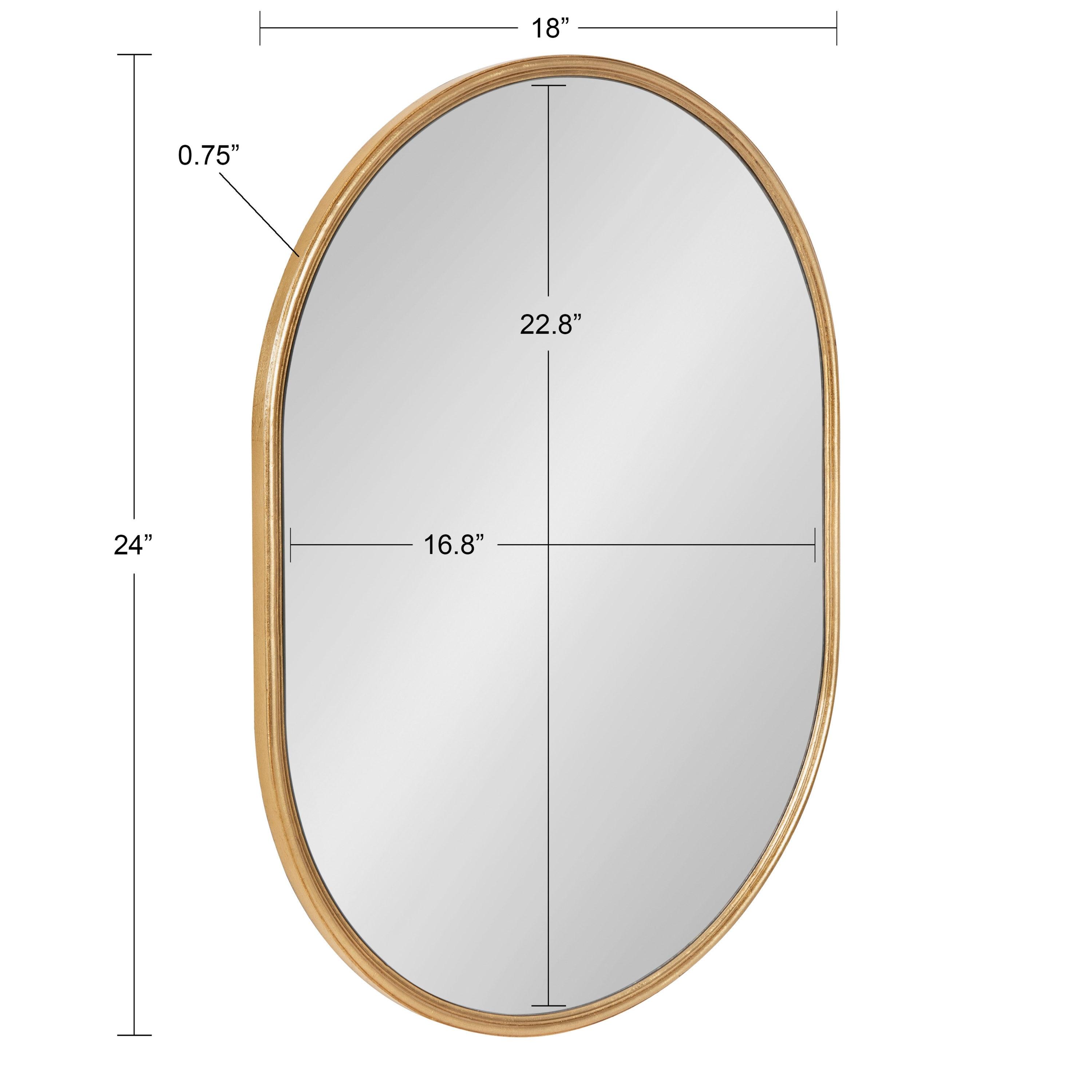 Kate and Laurel Caskill Mid-Century Oval Mirror, 18" x 24", Gold, Capsule-Shaped Accent Mirror for Entryway, Living Room, or Bathroom