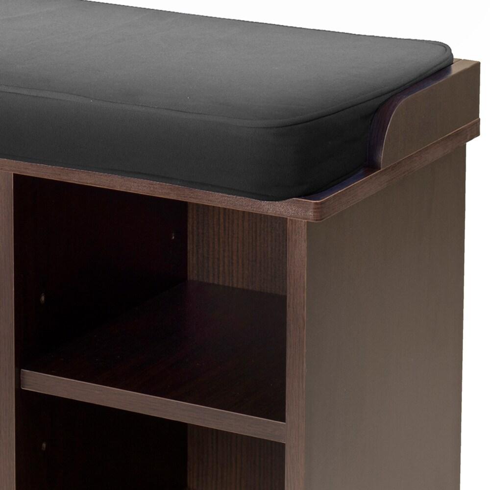 Townsend Entry Bench with Cushion And Storage Espresso - Winsome: Foyer Seating, Mudroom Organizer