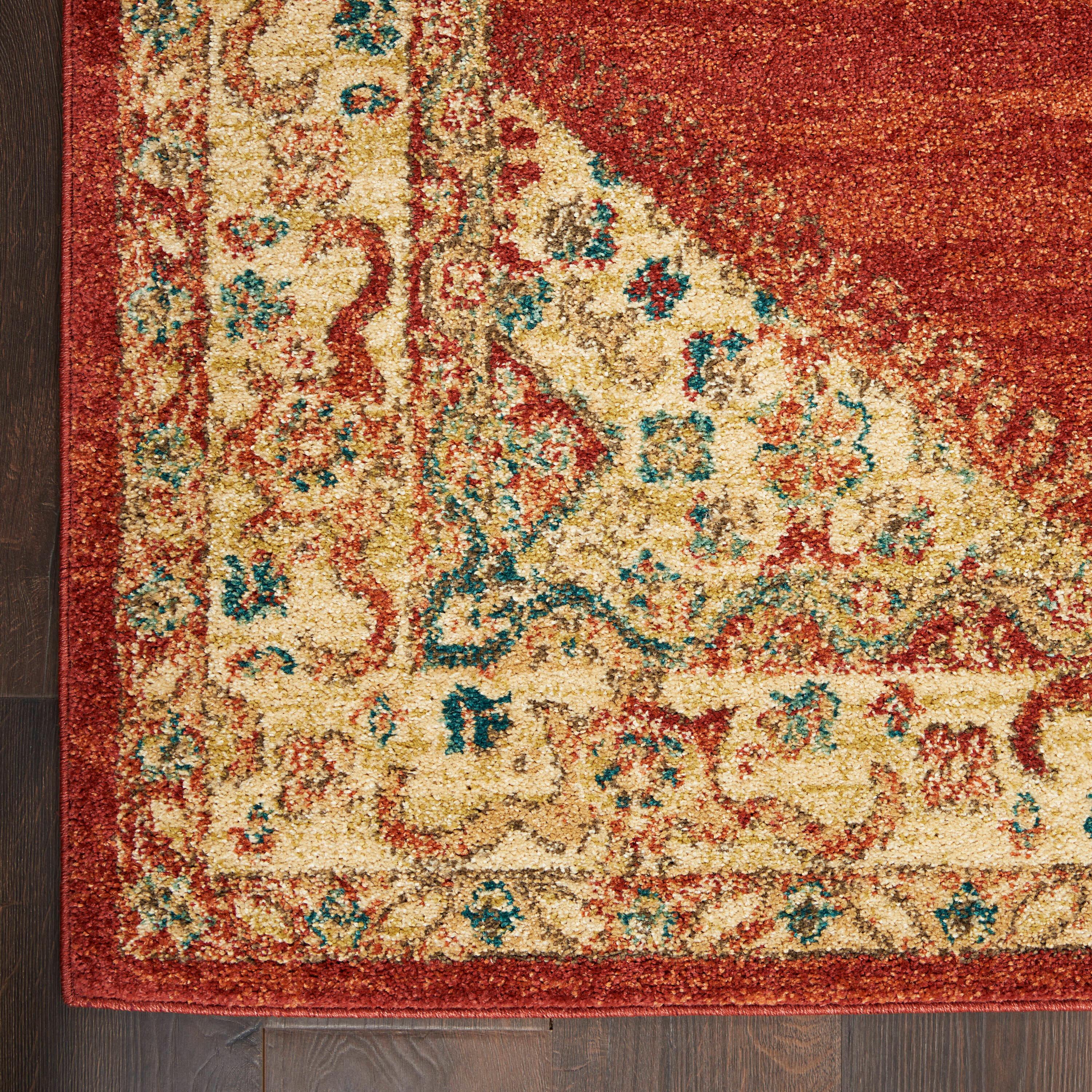 Nourison Traditional Vintage Persian Red 3' x 5' Area Rug, (3x5)