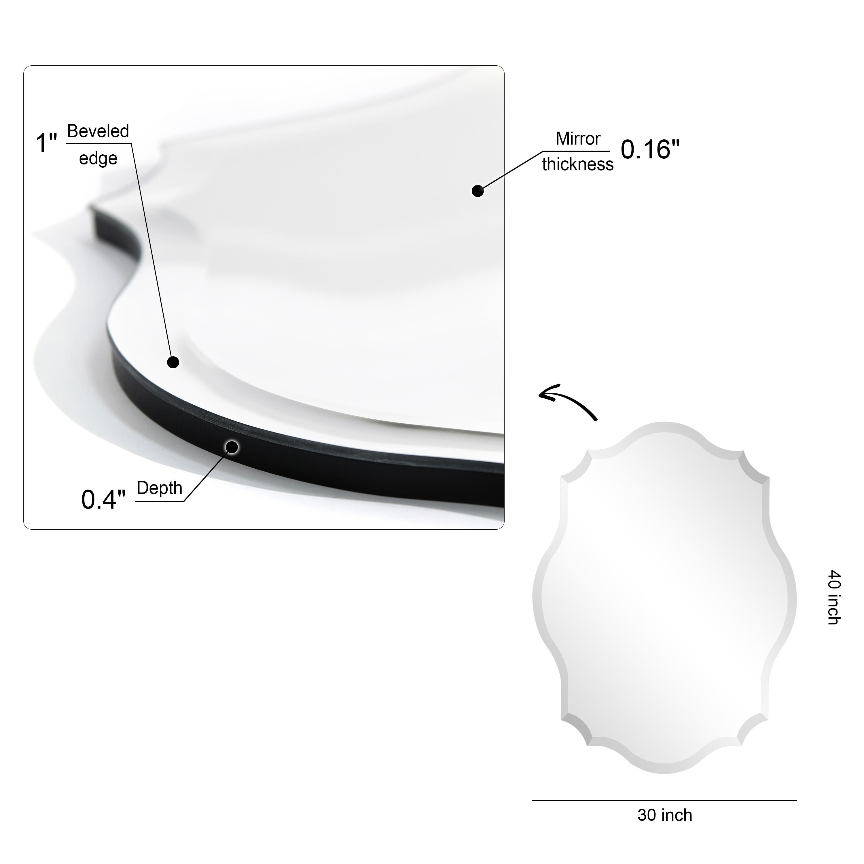 Empire Art Direct Frameless Beveled Oblong Elegant Scalloped Wall Mirror 30 in. x 40 in. x 0.39 in.