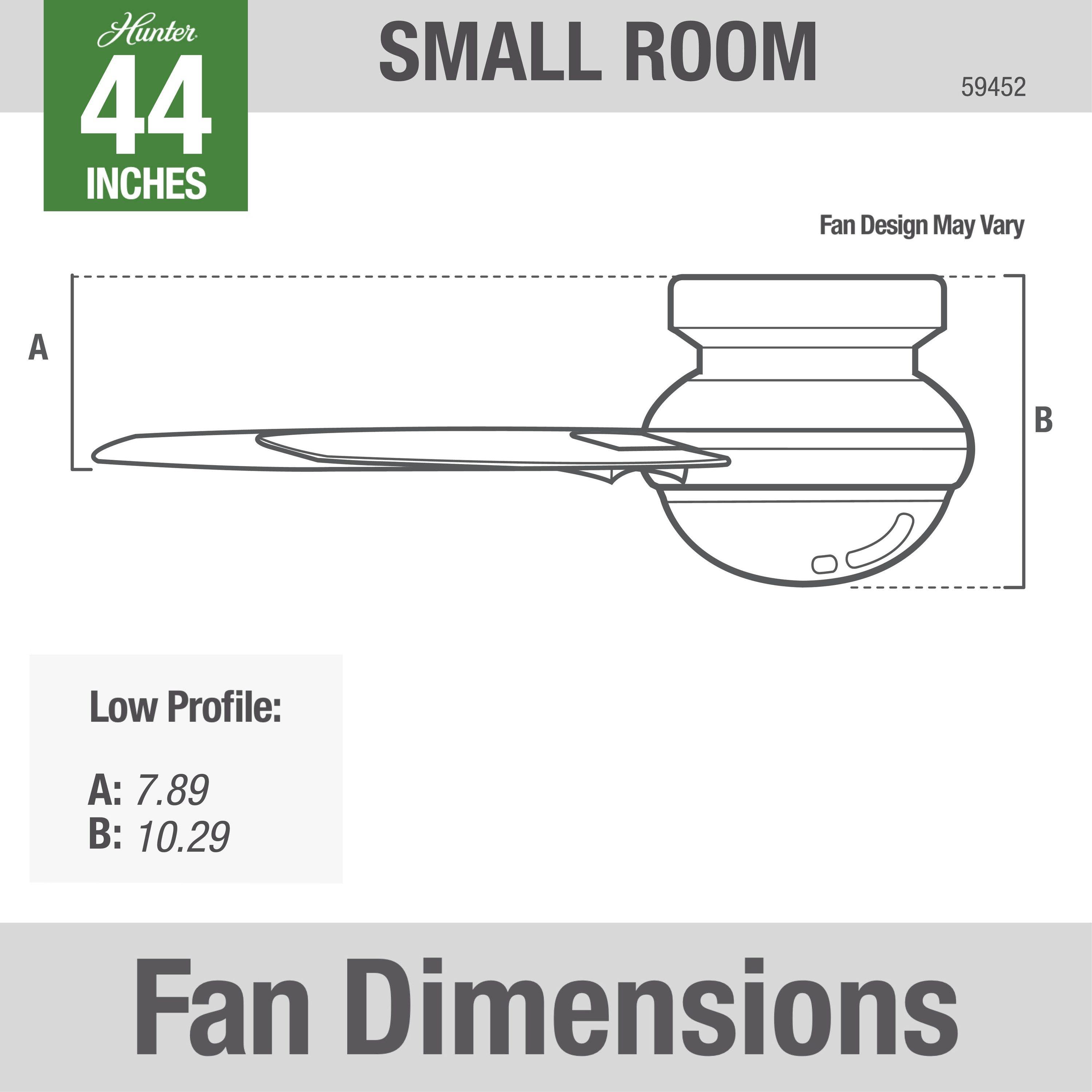 44" Minimus Low Profile Ceiling Fan with Remote: WhisperWind Motor, LED, ETL Listed - Hunter Fan