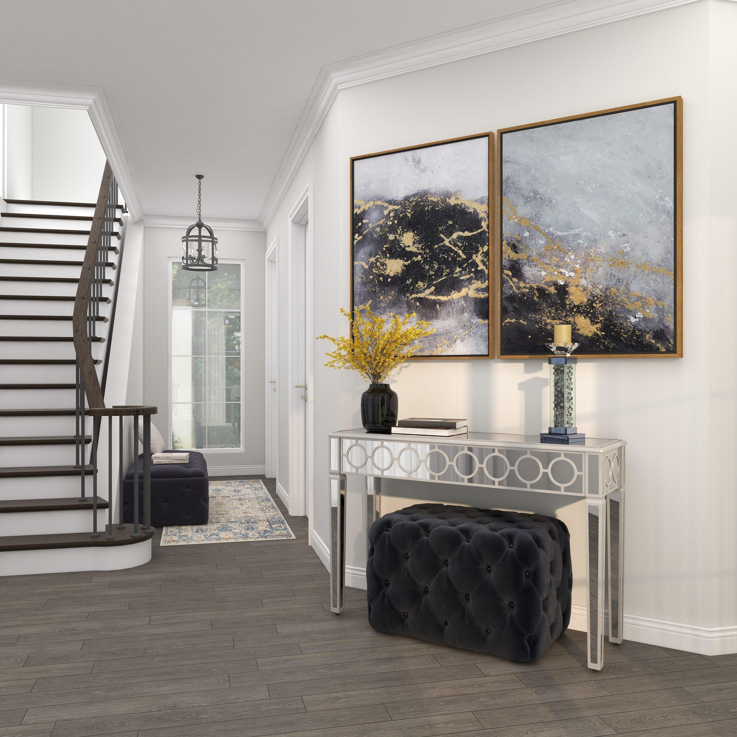 DecMode Silver Glass Pillar Candle Holder with Floating Crystals