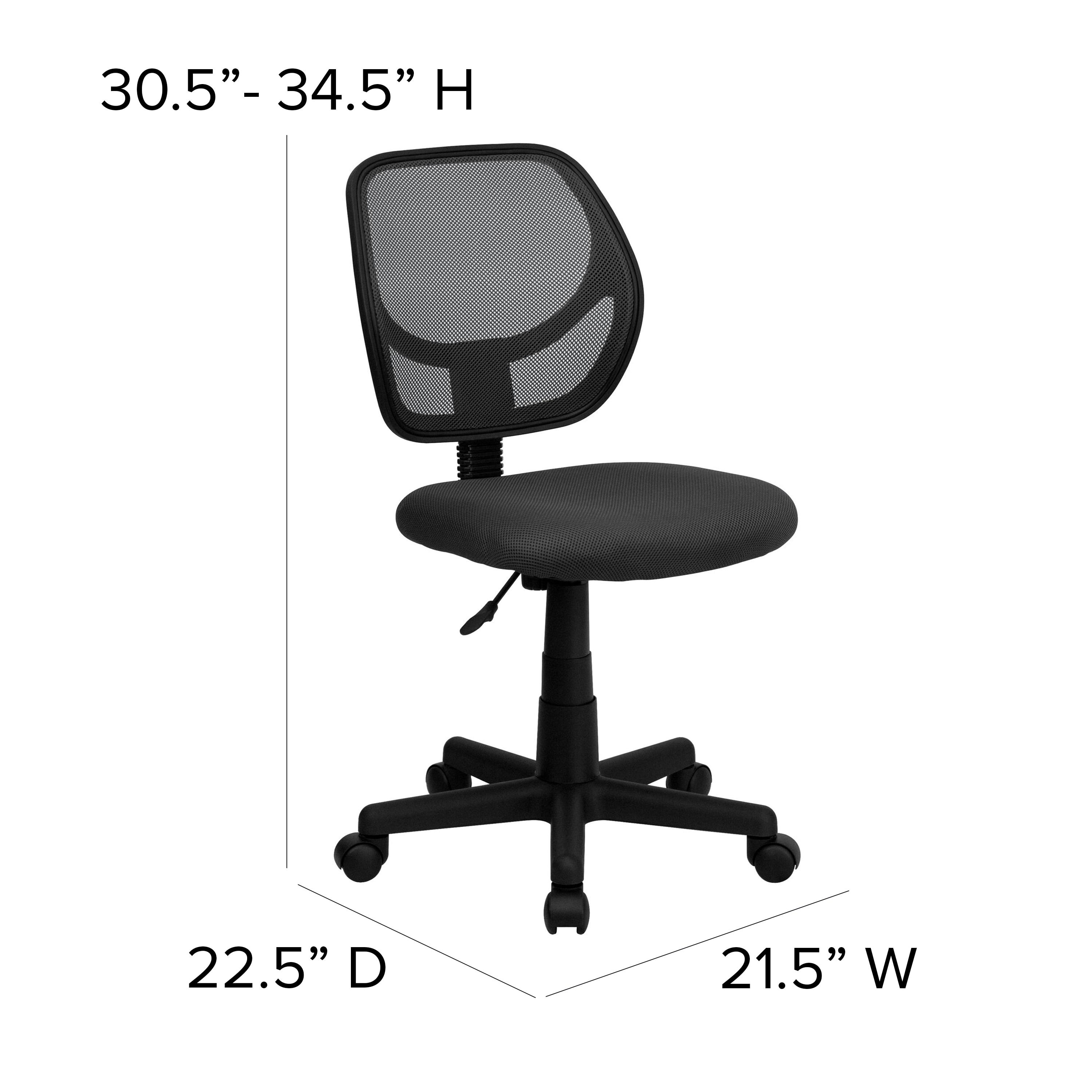 Flash Furniture Low Back Gray Mesh Swivel Task Office Chair with Curved Square Back