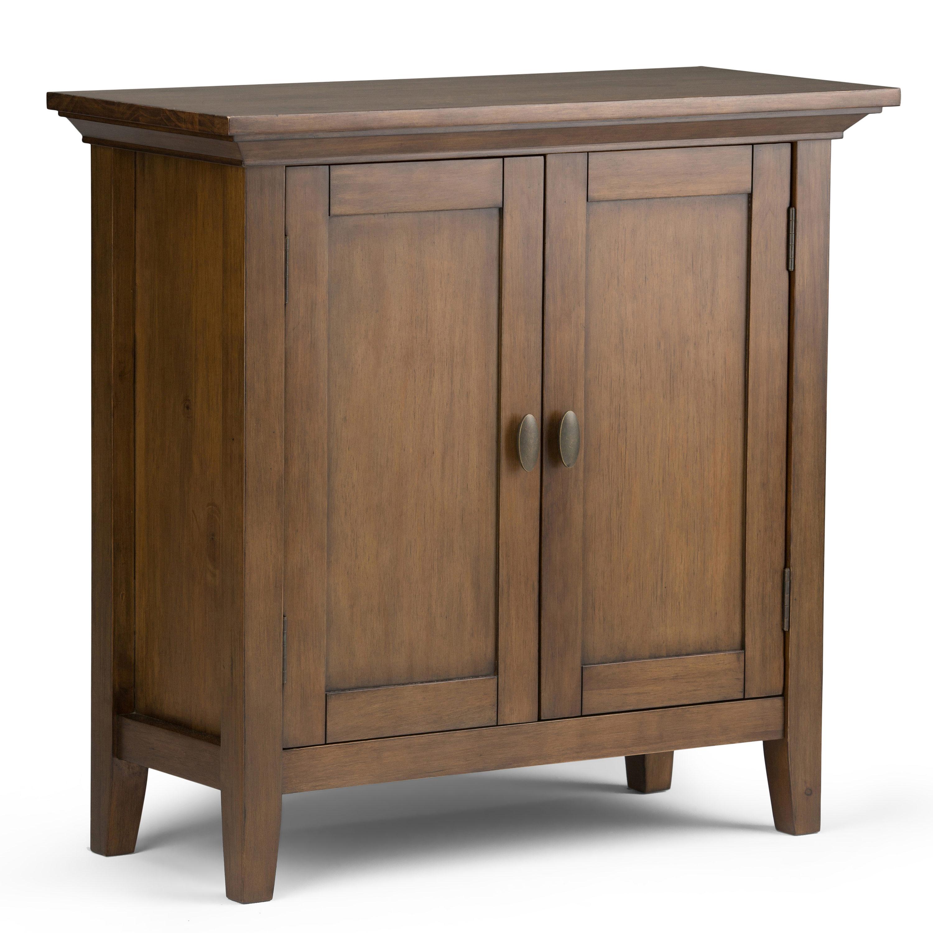 Simpli Home Redmond Wood 32" Transitional Low Cabinet in Rustic Natural Brown