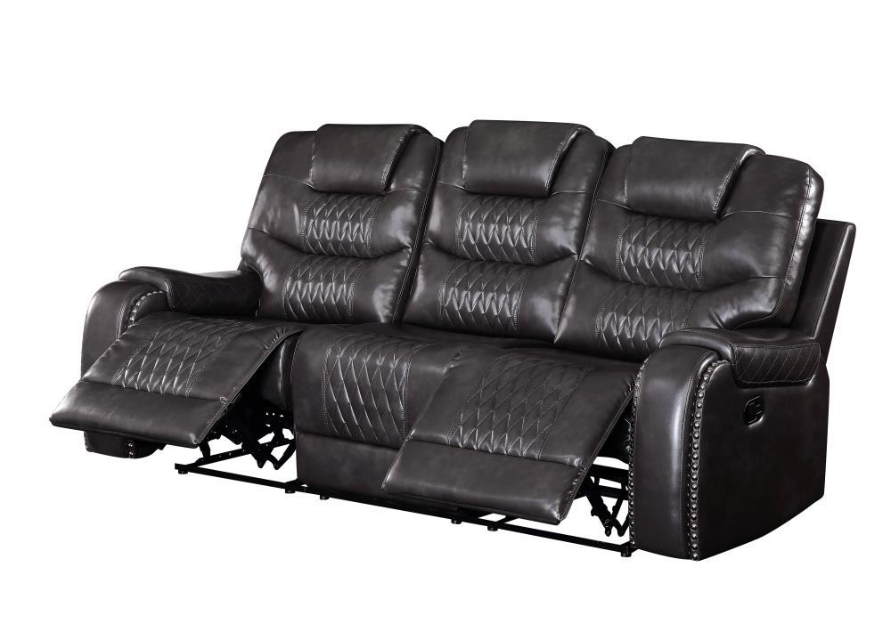 90" Braylon Sofa Magnetite PU - Acme Furniture: Reclining, Plush Cushioning, Includes 1 Pillow
