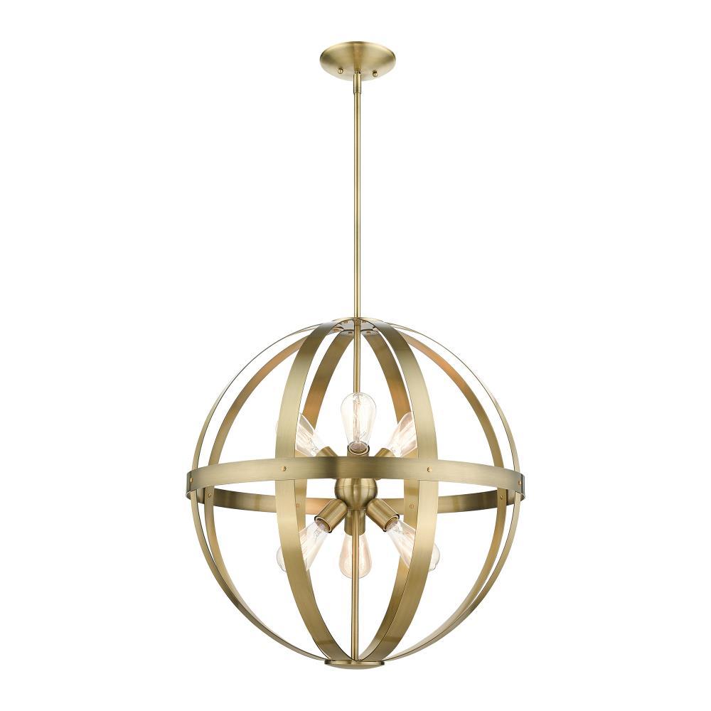 Livex Lighting Stoneridge 6 - Light Pendant in  Antique Brass