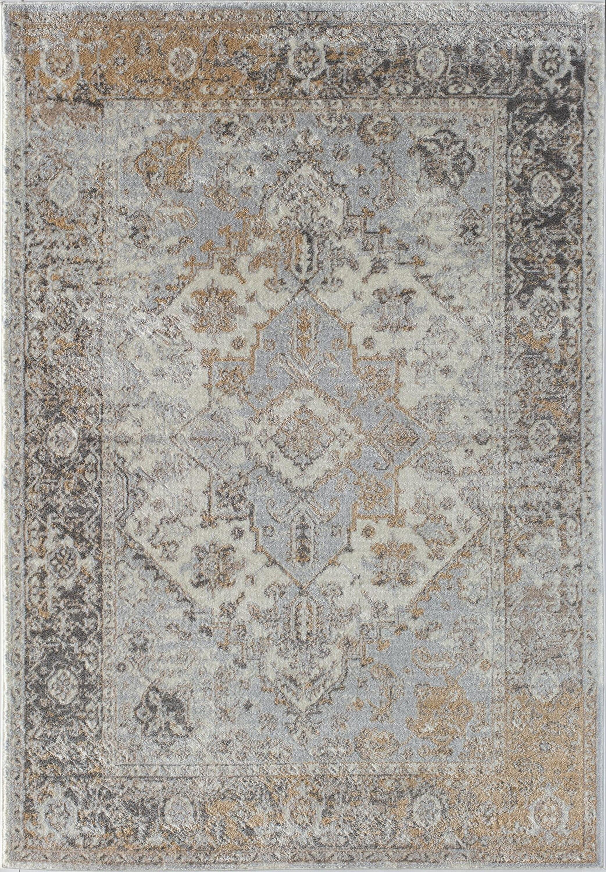 Rugs America Leopold LX60A Grey Charm Transitional Cream Area Rug for Dining Room Rug Neutral Rug Living Room Rug Kitchen, 2'0"x4'0"