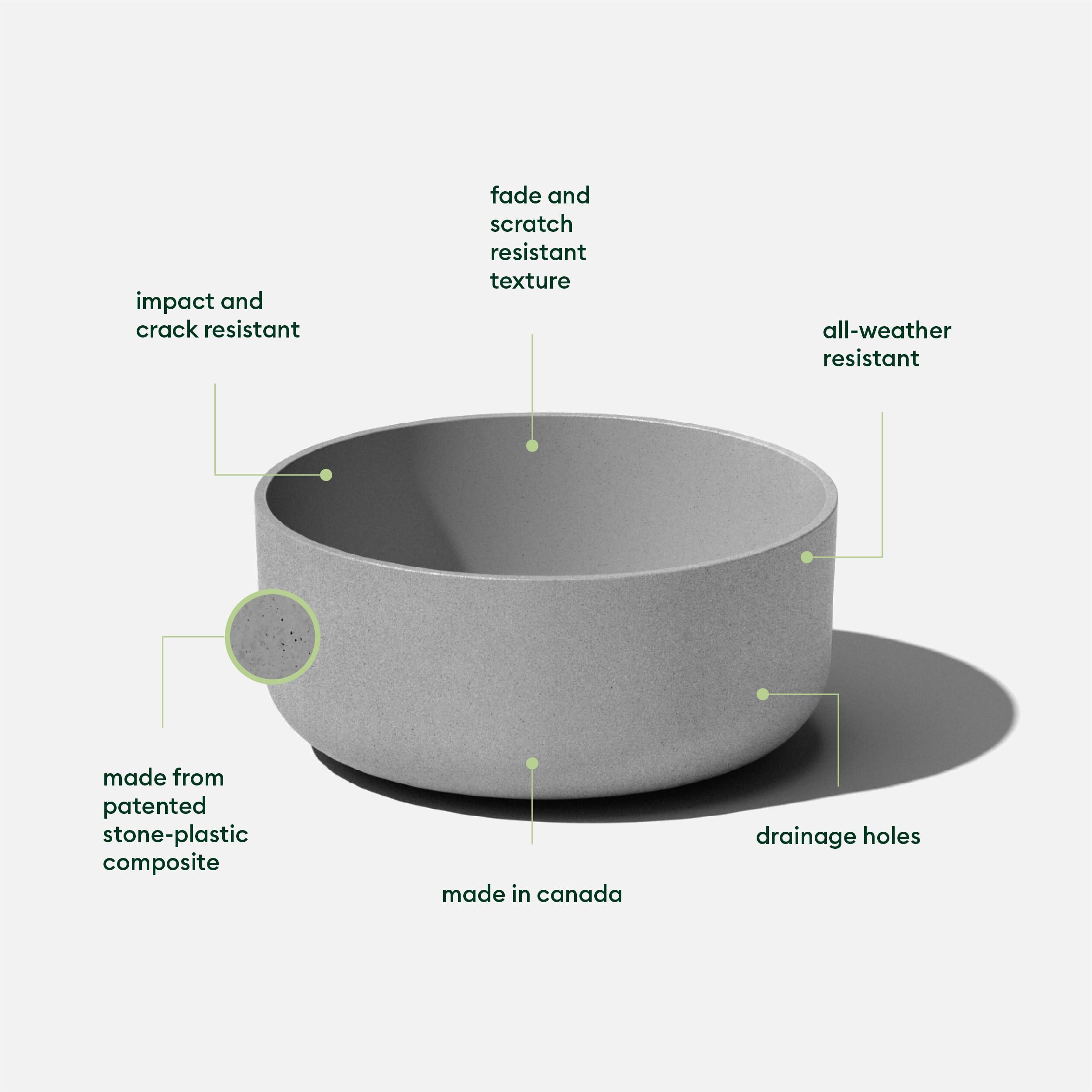 Veradek Mason Series Kona Bowl 14" Plastic-Stone Planter 2-Pack Gray