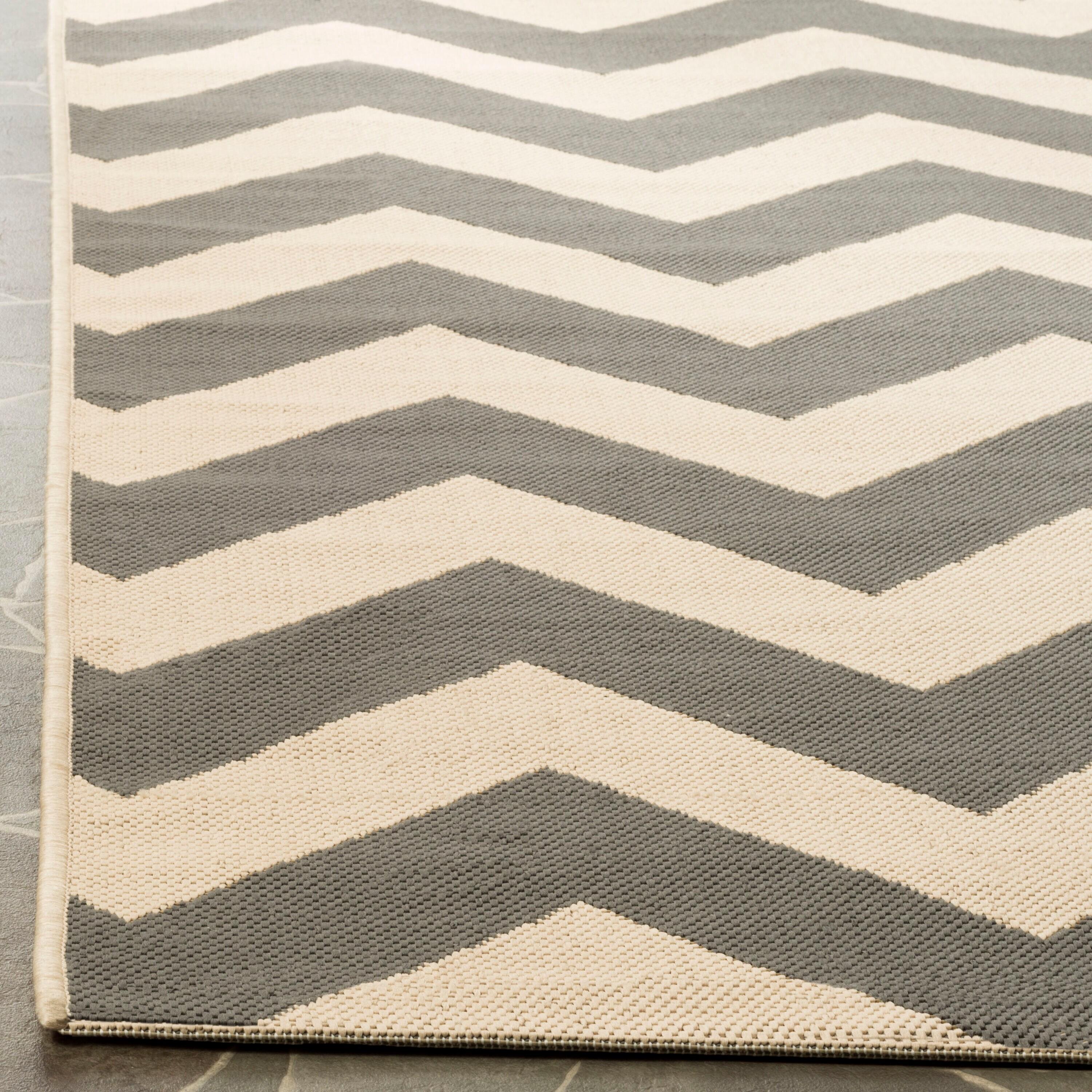 Courtyard CY6244 Power Loomed Indoor and Outdoor Area Rug - Grey/Beige - 5'3"x7'7" - Safavieh