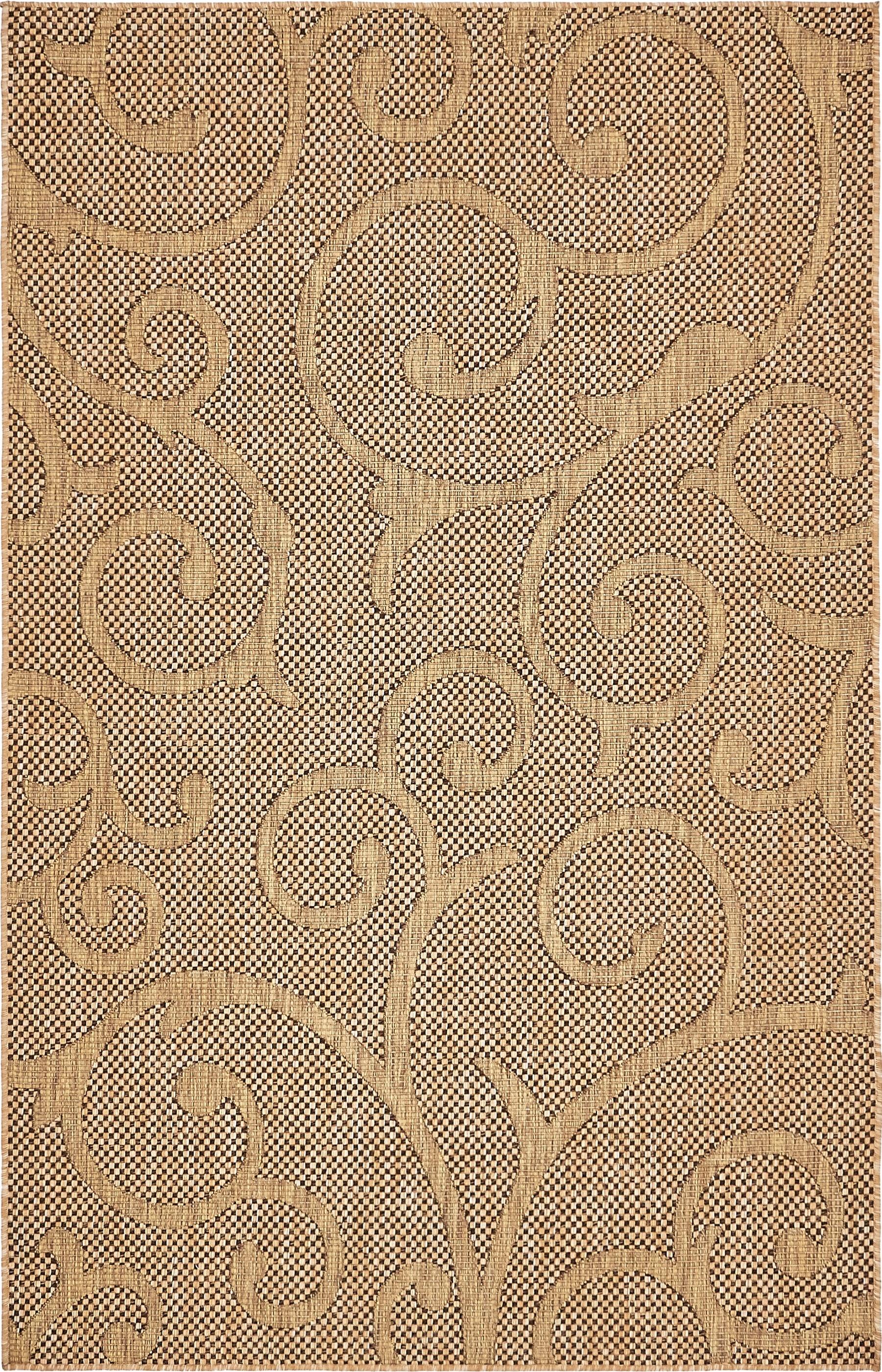 Unique Loom 5' 0 x 8' 0 Light Brown Outdoor Botanical Vine Area Rug