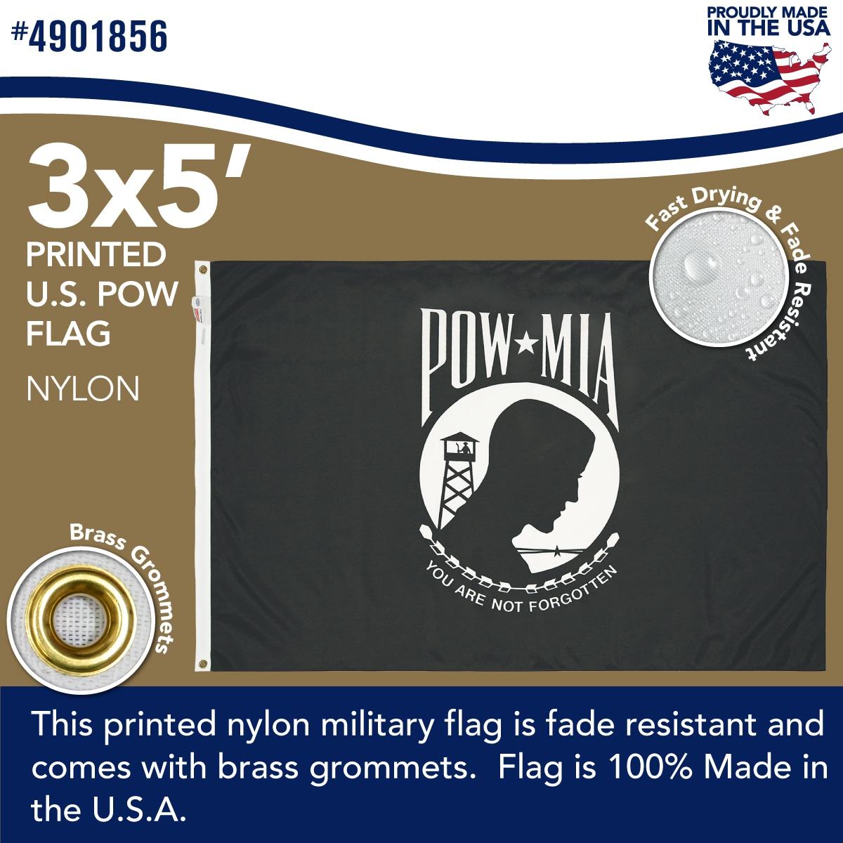 Pow Mia Flag 3x5 ft Double Sided, Heavy Duty 3 Ply Durable Polyester, You are Not Forgotten Prisoner of War Flag with Brass Grommets