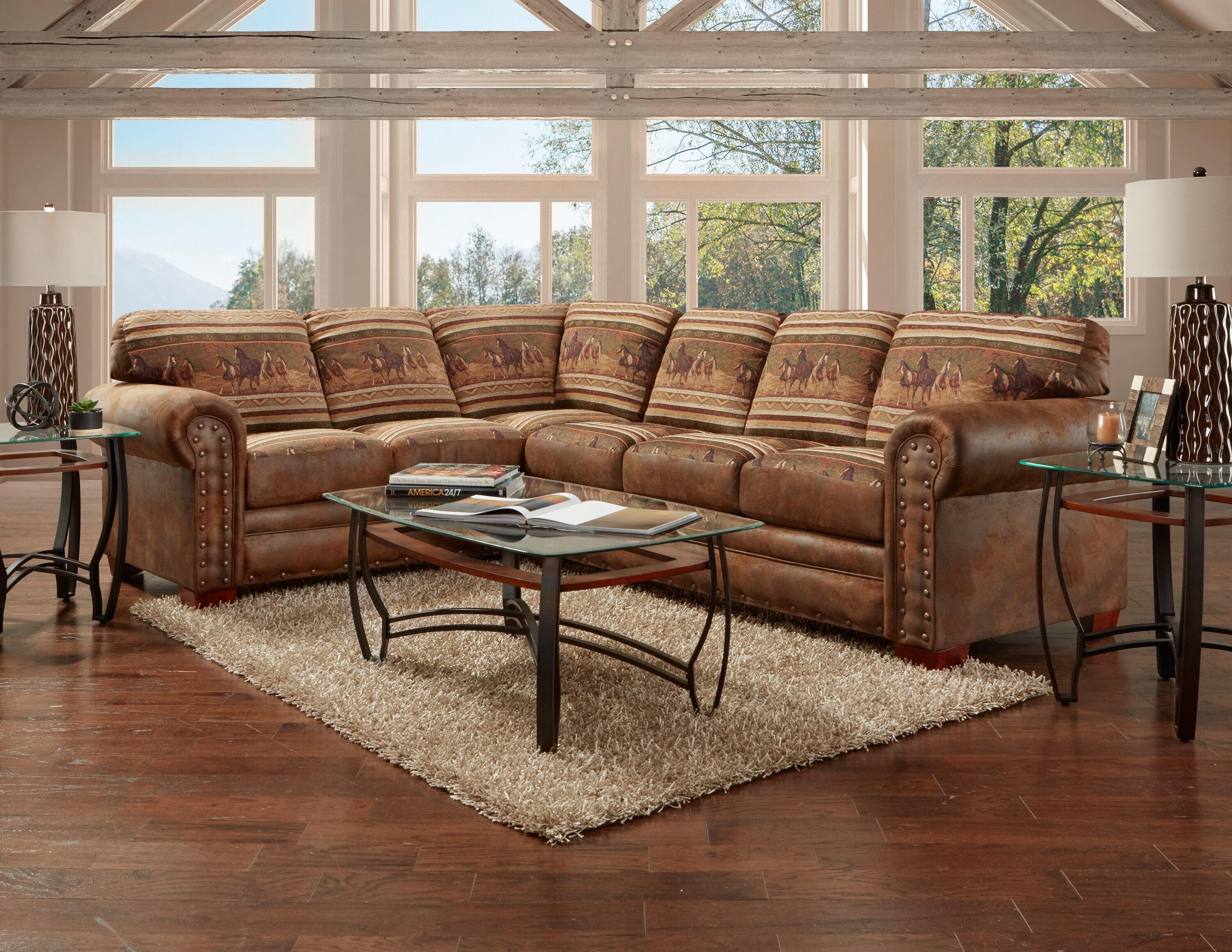 American Furniture Classics, Model 8506-40K Wild Horses Two Piece Living Room Sectional Sofa