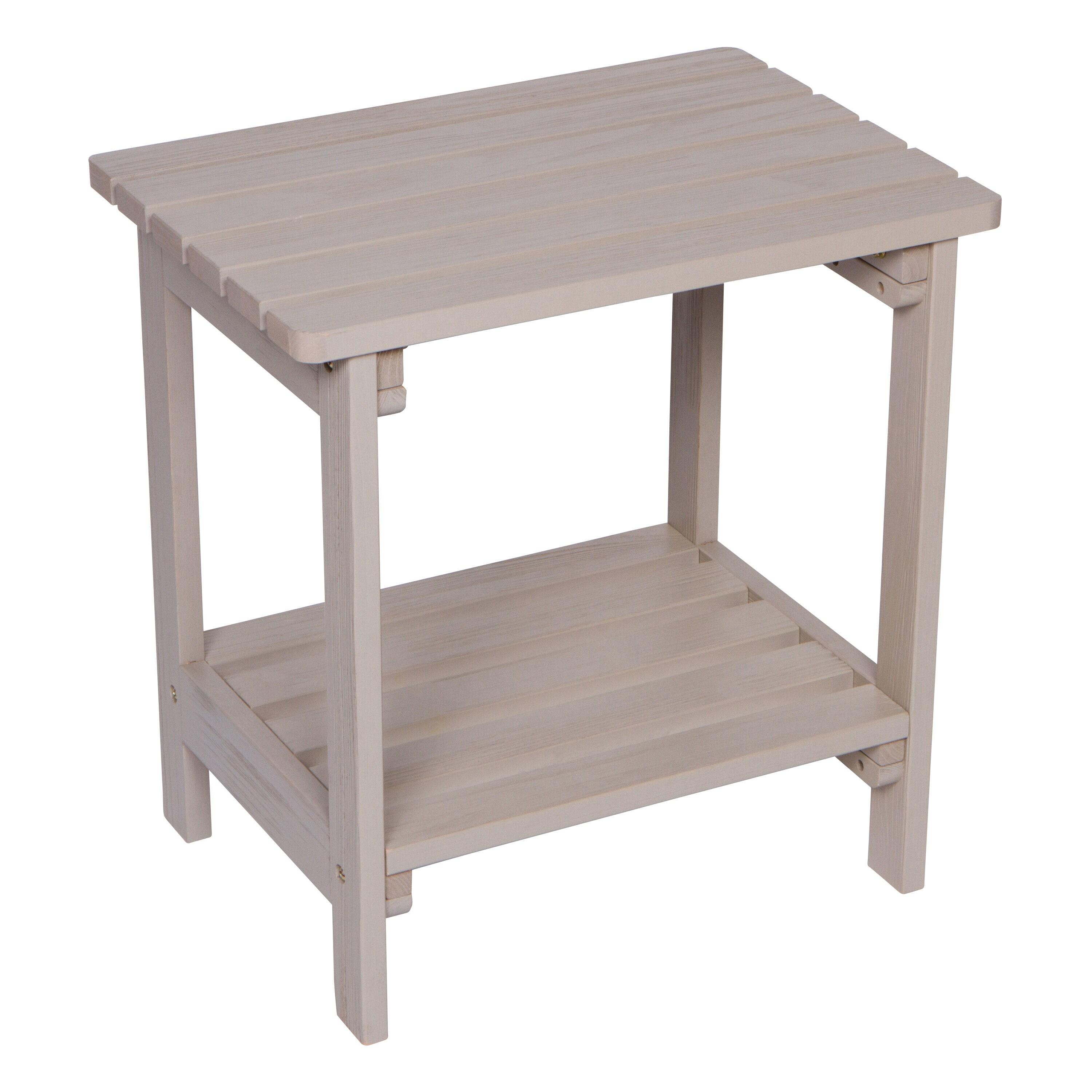 Shine Company Rectangular Traditional Wooden Indoor/Outdoor Side Table in Gray