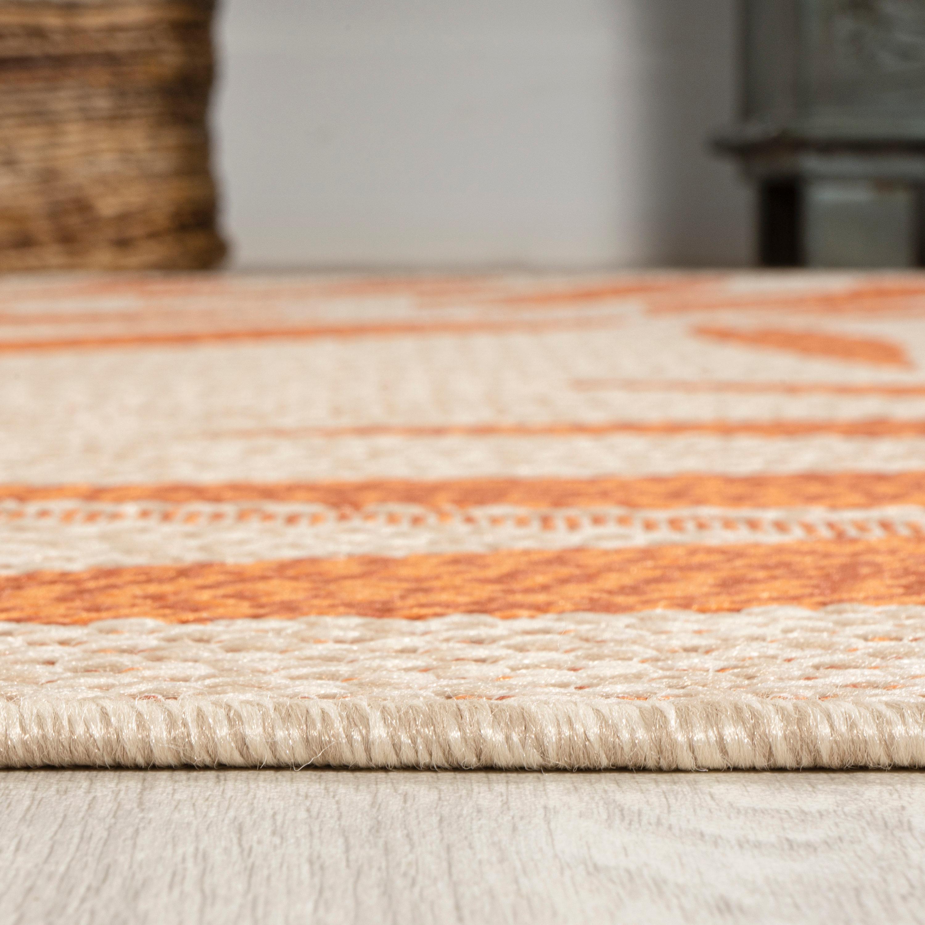 3' x 5' Havana Tropical Palm Leaf Indoor/Outdoor Area Rug, Cream/Orange - JONATHAN Y