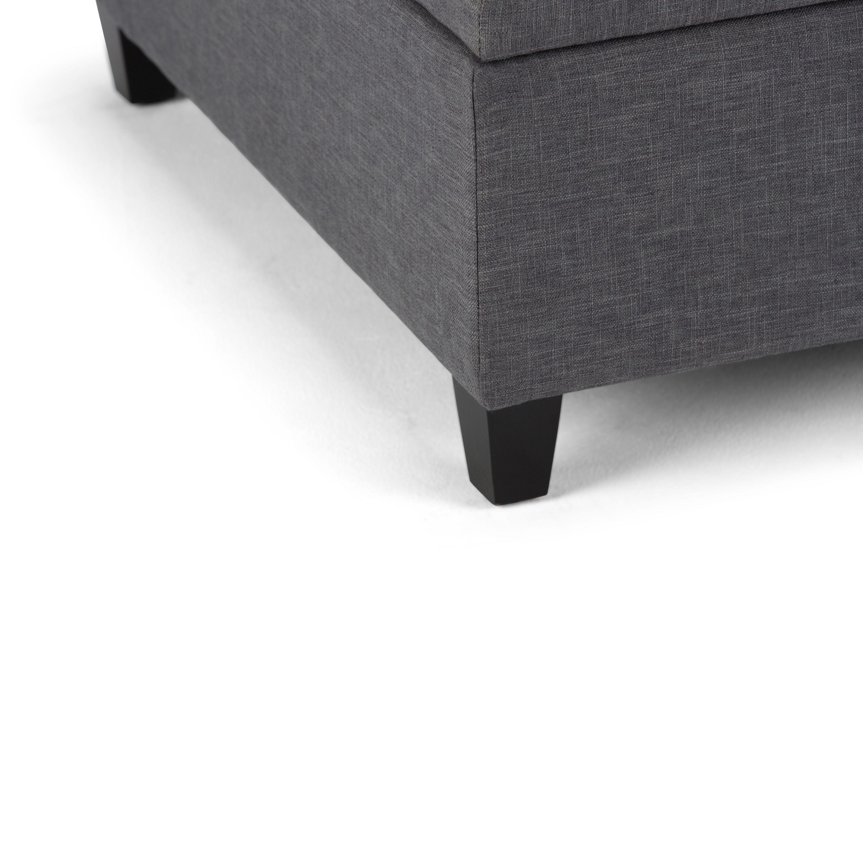 Simpli Home Ellis 36"W Upholstered Square Coffee Table Storage Ottoman with Split Lift Top