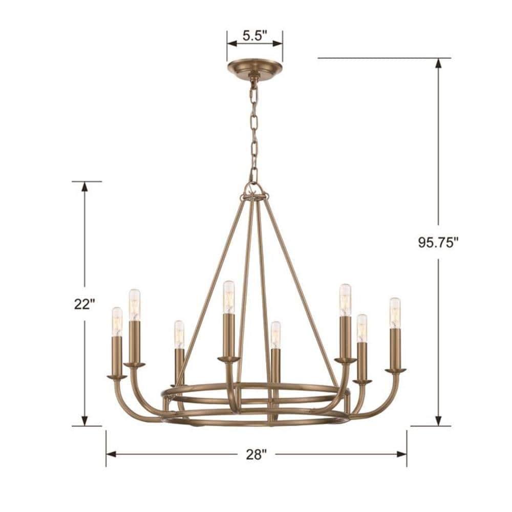 8 Light Chandelier-Aged Brass Finish    -Traditional Installation Crystorama Lighting Bai-A2108-Ag