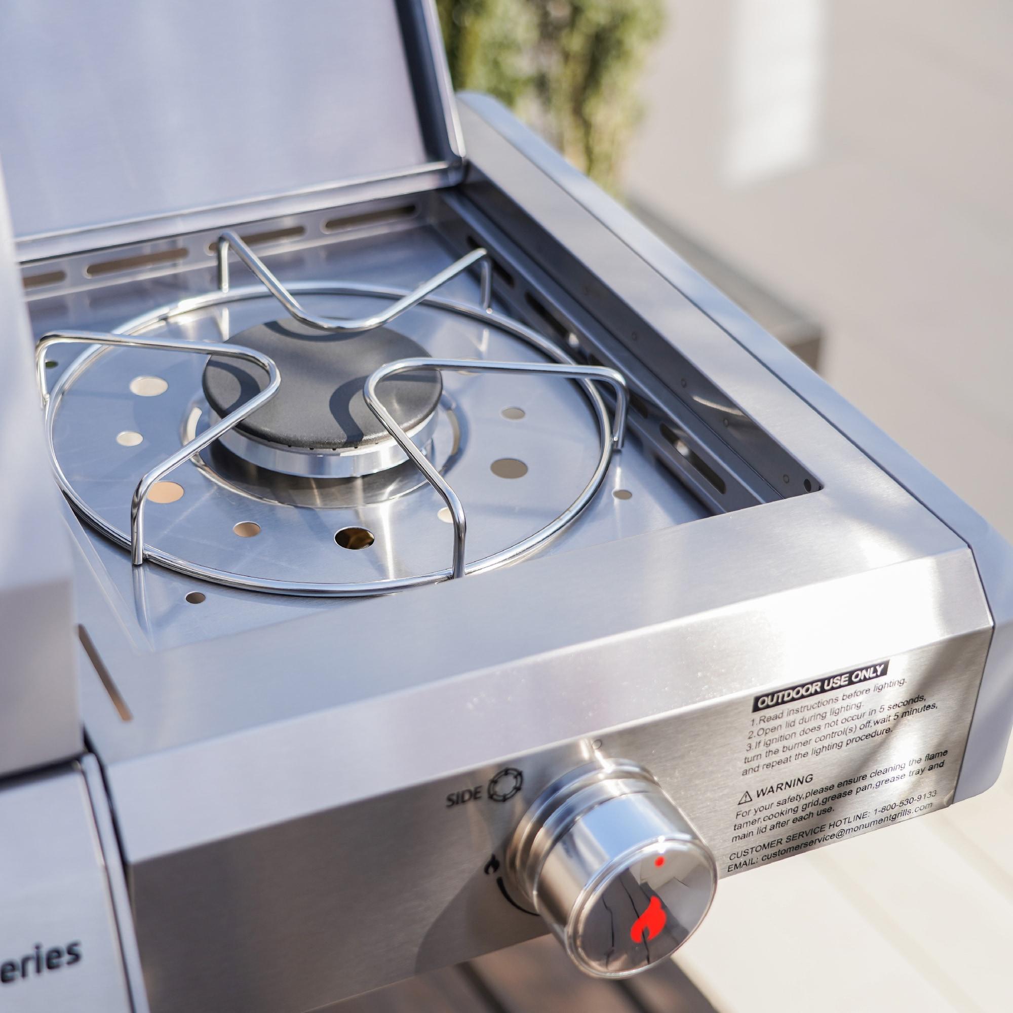 Monument Grills Mesa 415BZ,4-Burner Liquid Propane Infrared Gas Grill with Side Burner and Cabinet, 62,000 BTU – Perfect for Family BBQs