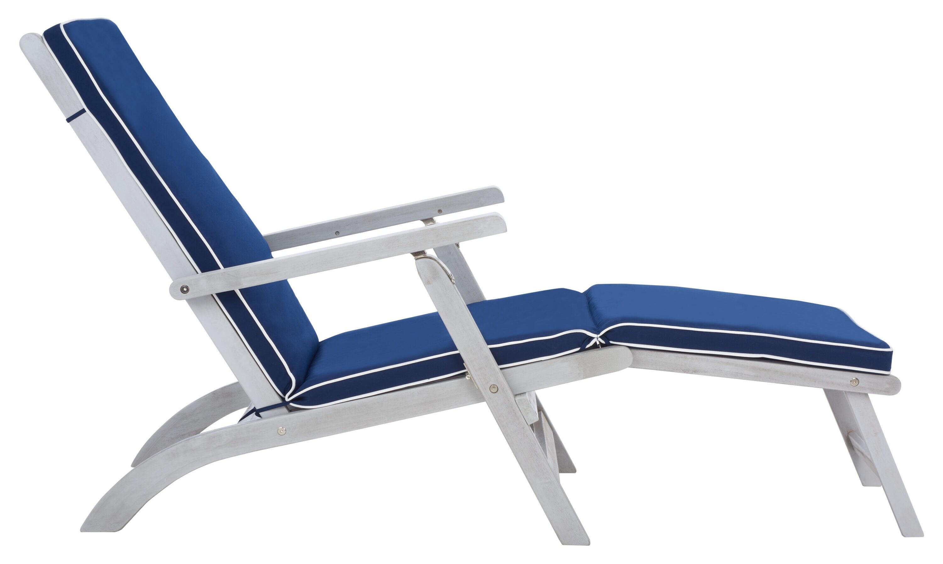 Palmdale Lounge Chair - Outdoor - PAT7015 - Grey/Navy -Safavieh