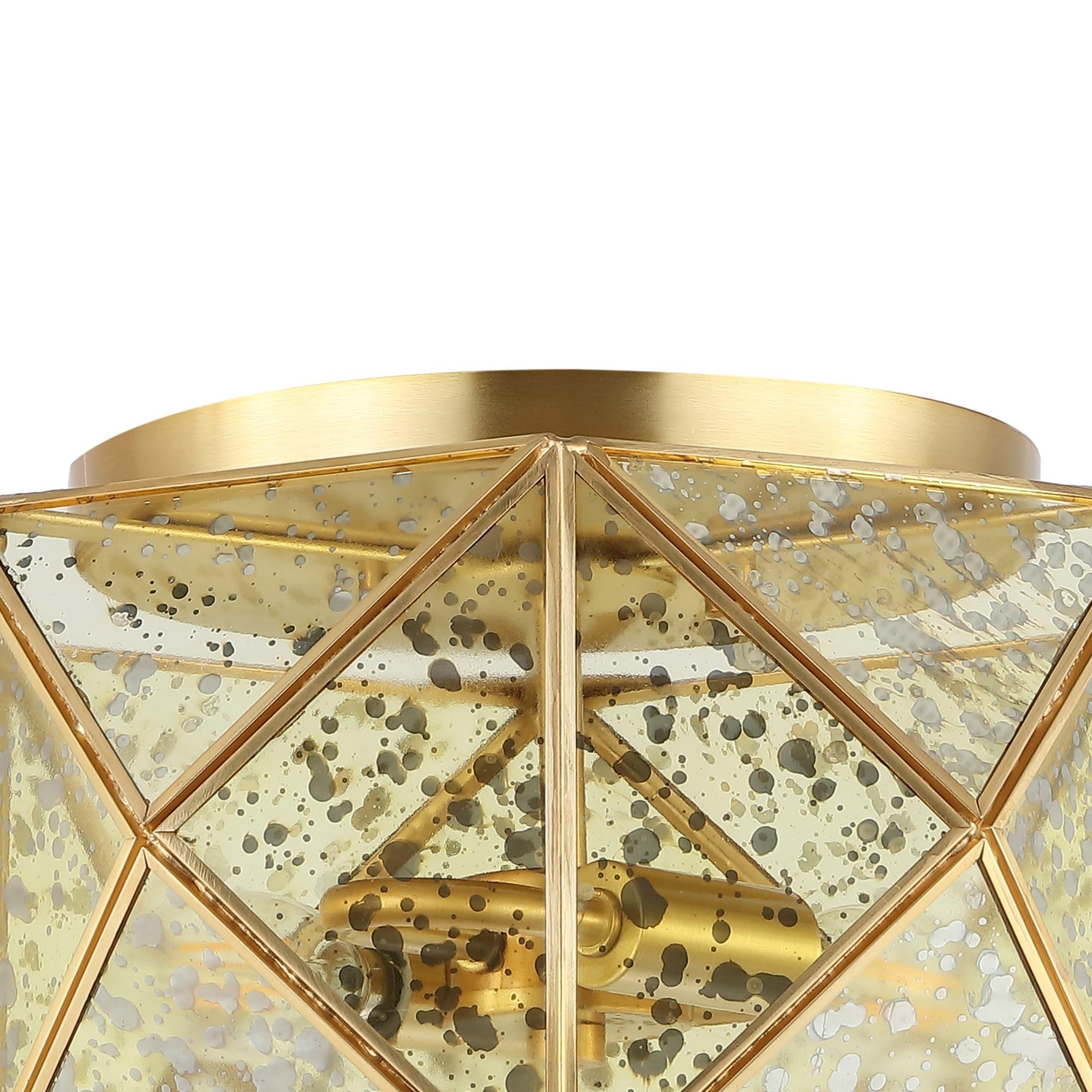 JONATHAN Y JYL9927A Violet 12.5" 2-Light Industrial Vintage Iron/Glass LED Flush Mount Farmhouse Modern 2700K Cozy Warm Light Kitchen Hallway Bathroom Stairwell Entryway Foyer, Brass Gold
