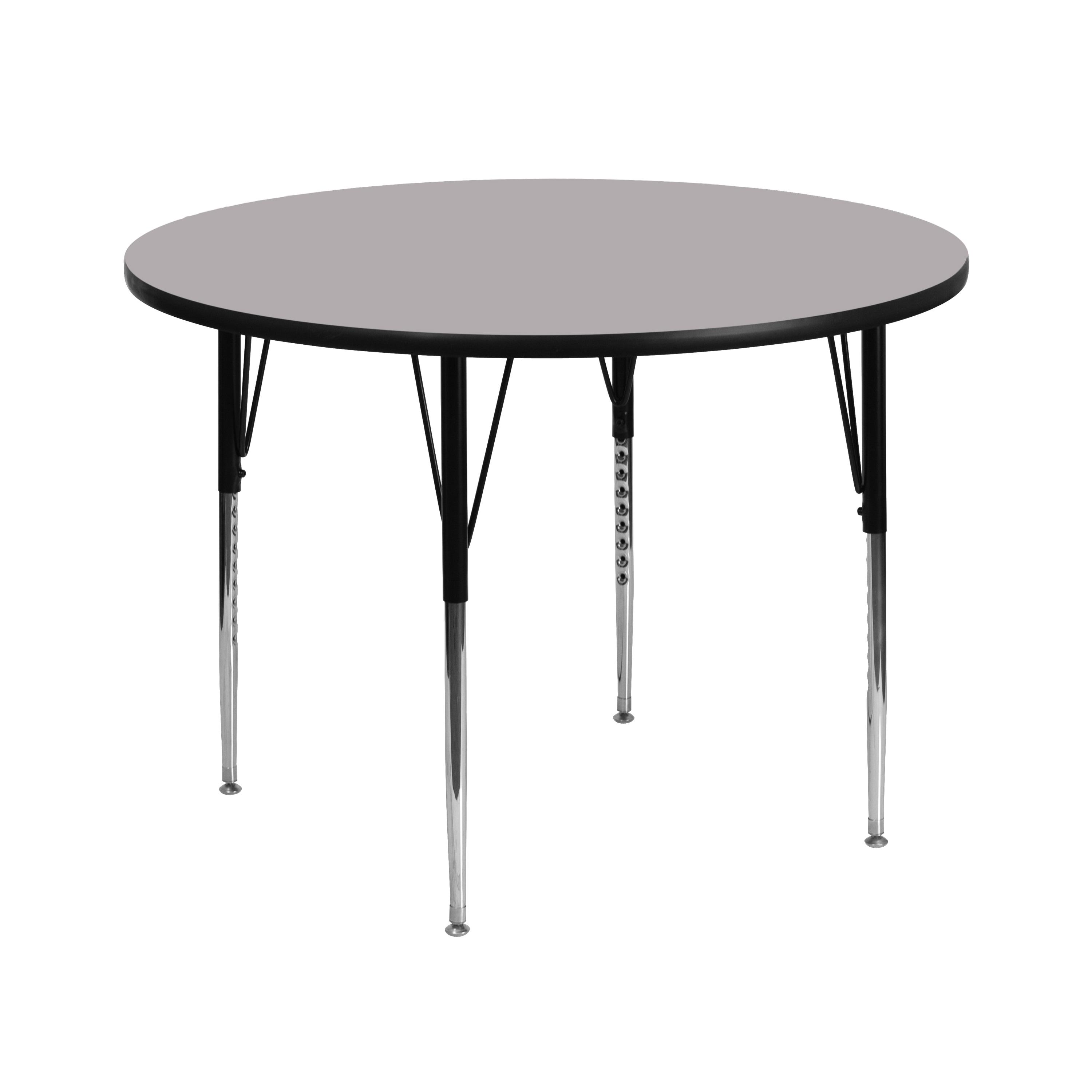 Flash Furniture 42'' Round Grey Thermal Laminate Activity Table - Standard Height Adjustable Legs