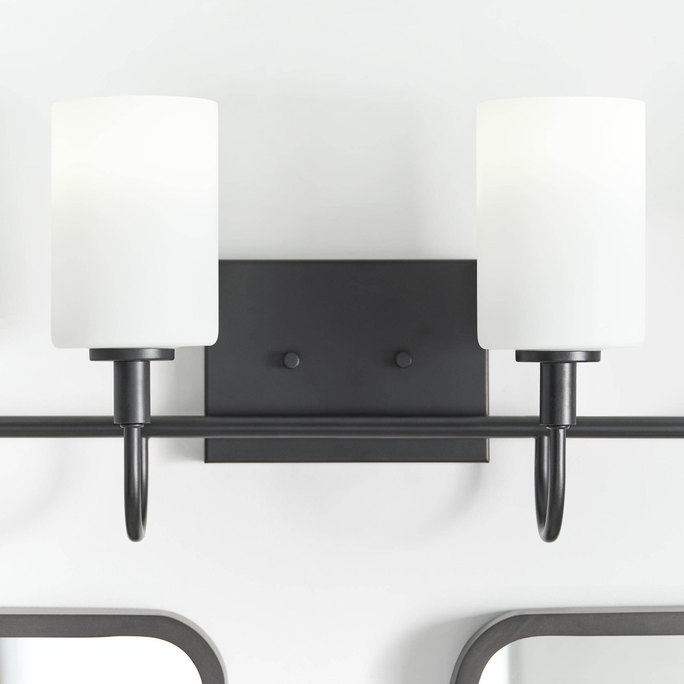 Alvin 4-Light Midnight Black Vanity with Etched White Glass