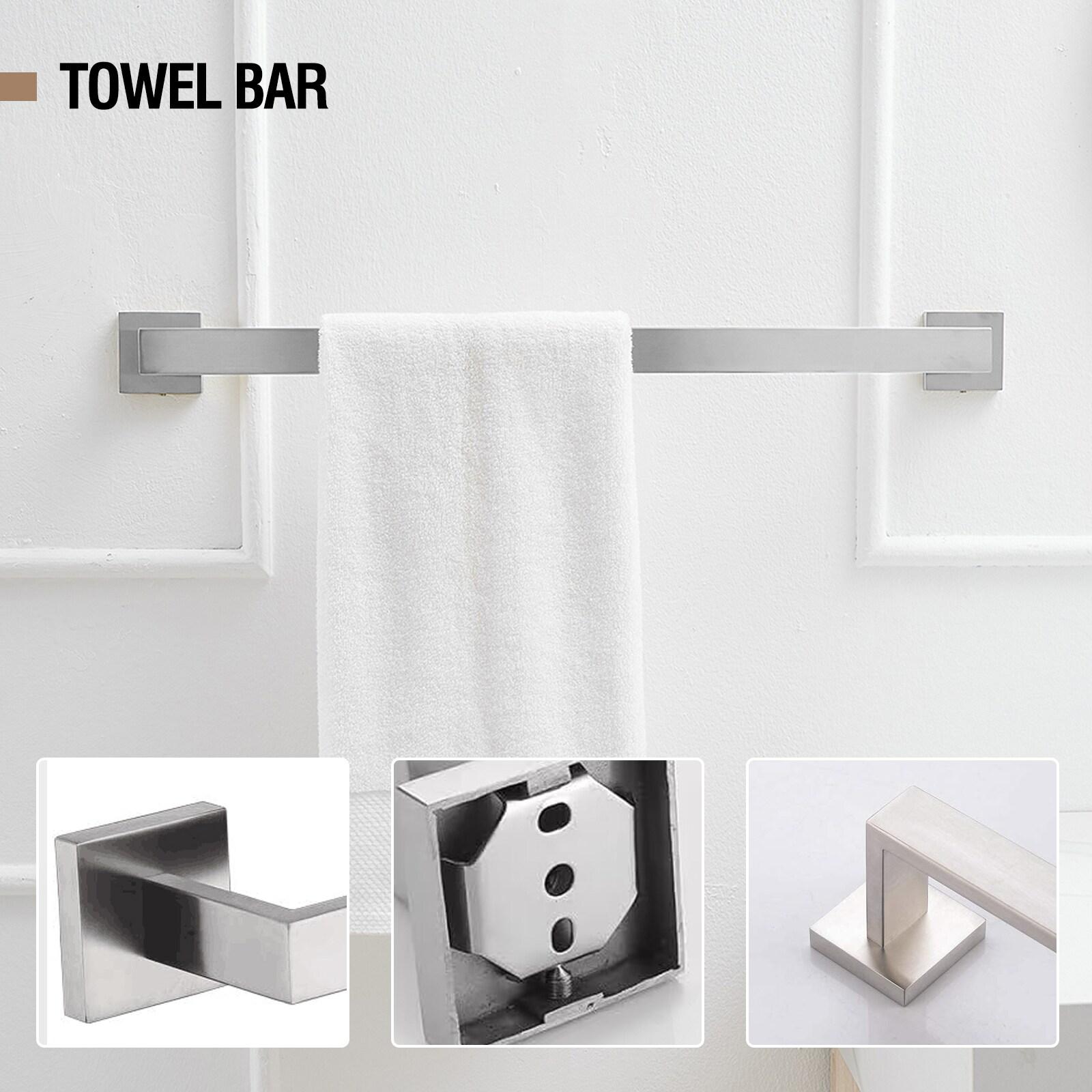 BWE 5-Piece Bath Hardware Set with Towel Bar, 2 Towel Hook,Toilet Paper Holder and Towel Ring