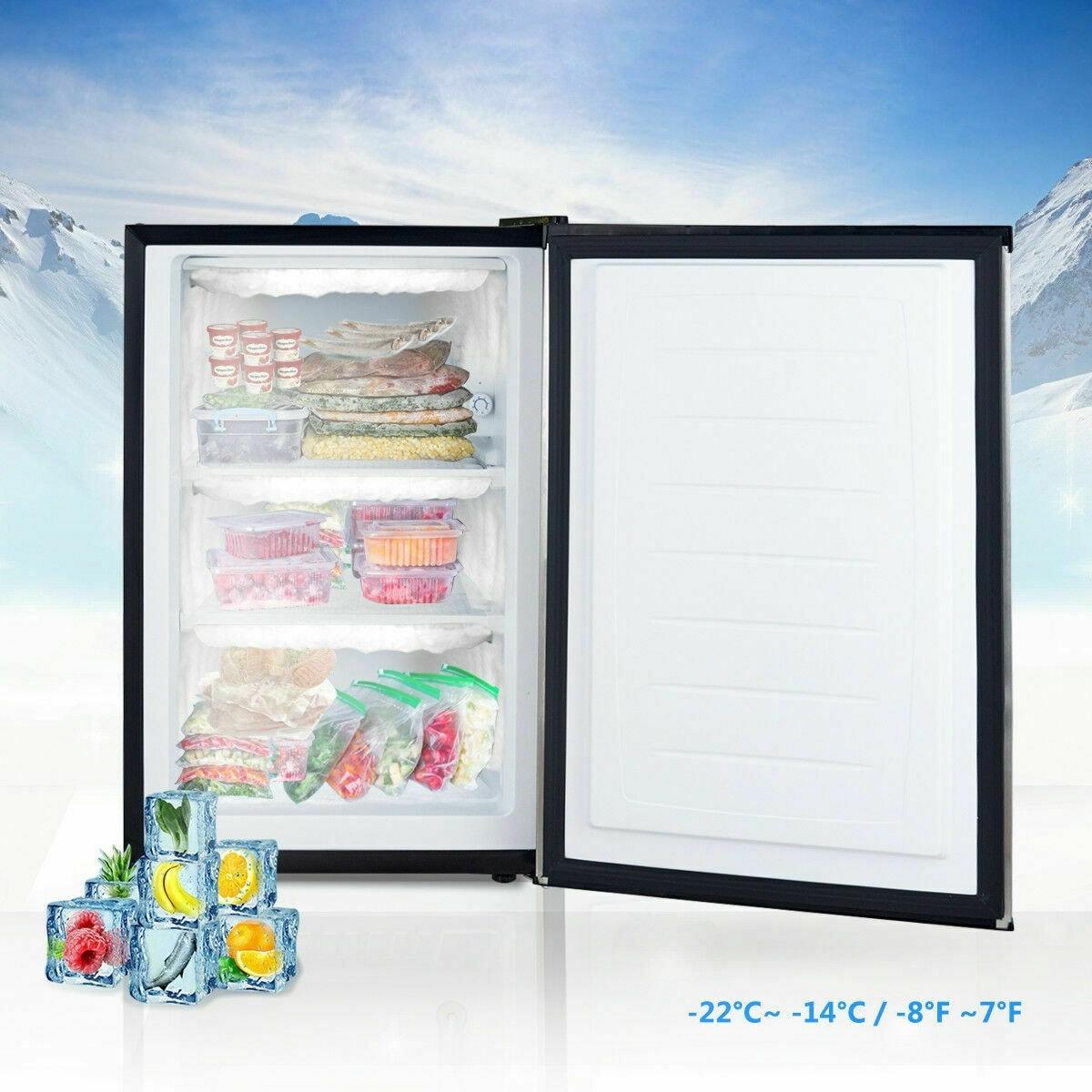 STAKOL 3 cu.ft. Compact Upright Freezer w/Single Stainless Steel Door Removable Shelves