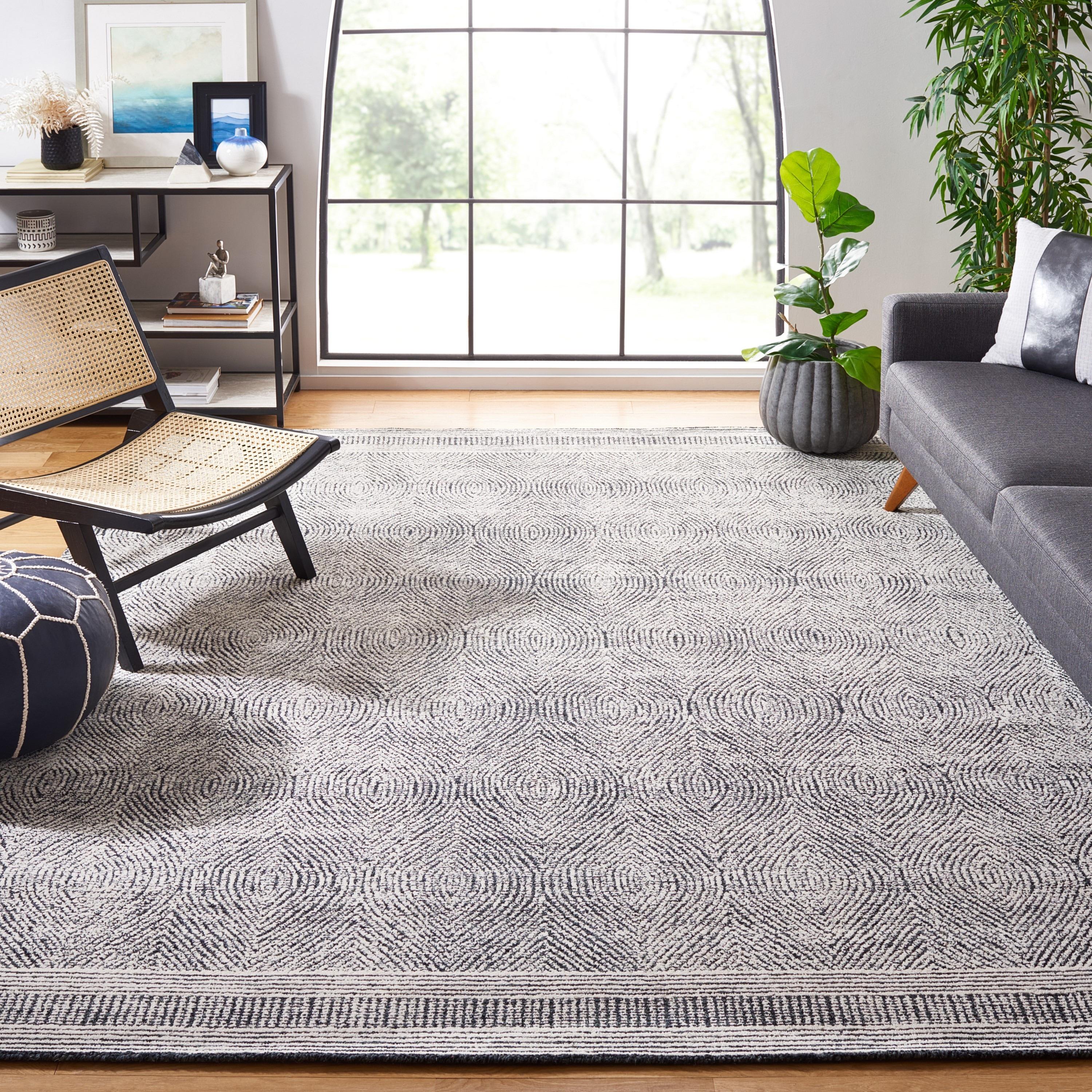 SAFAVIEH Abstract Caelestinus Ogee Wool Area Rug, Ivory/Charcoal, 10' x 14'