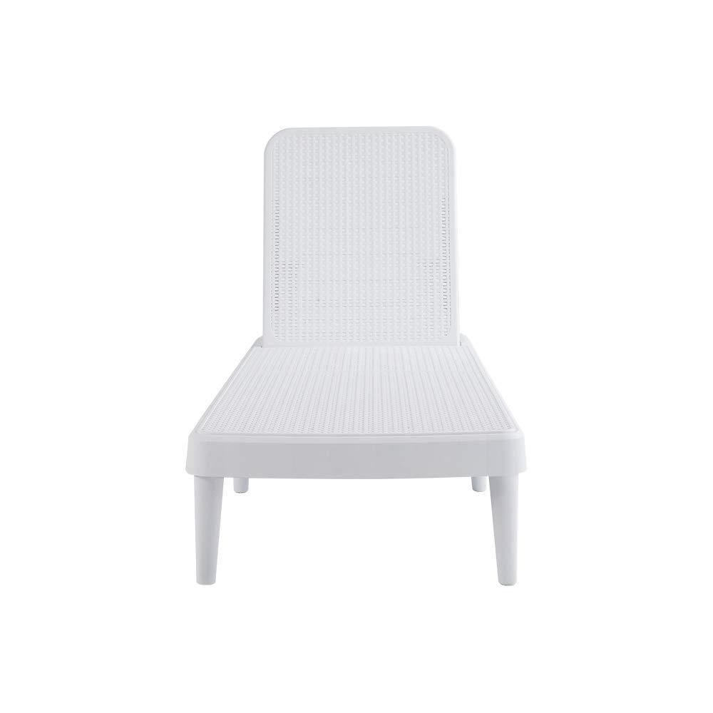 Tahiti Rattan Chaise Lounge - White - Lagoon: Resin Adjustable Back, Mold & UV Resistant Patio Lounger