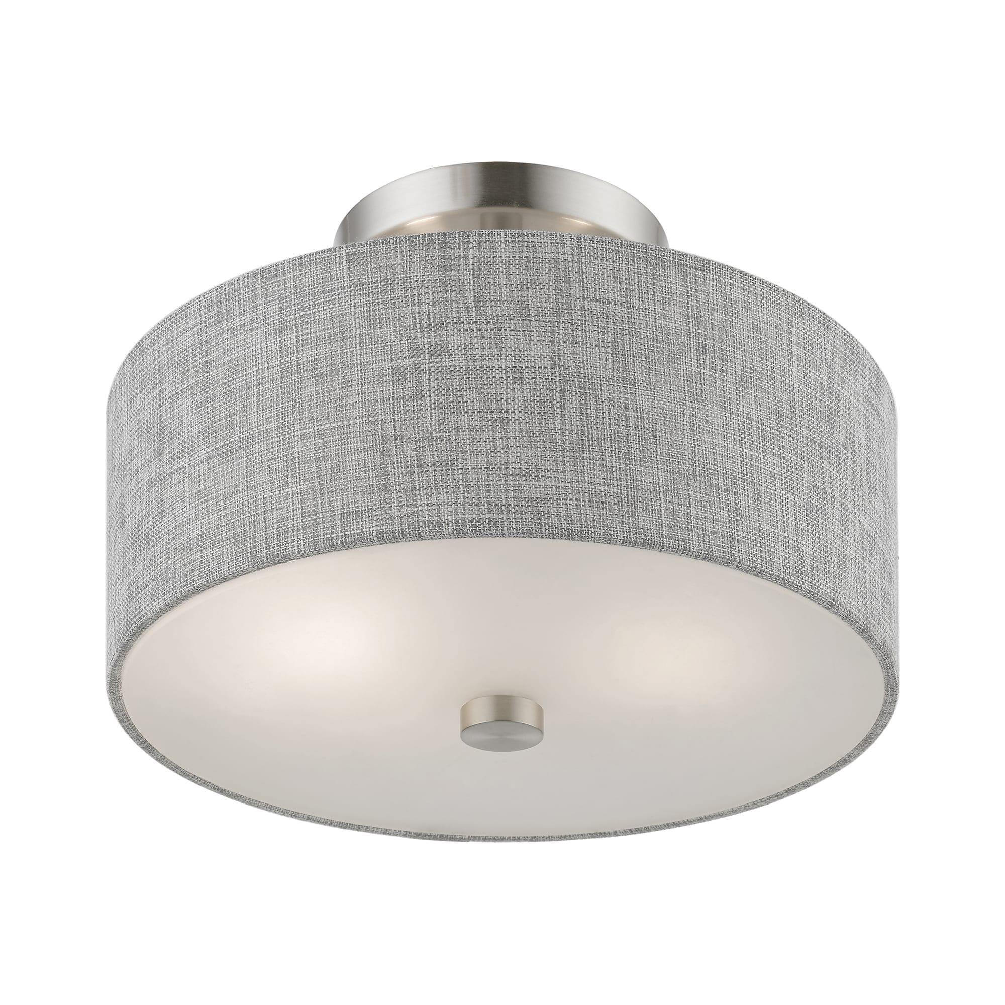 Livex Lighting Dakota 2 - Light Semi-Flush Mount in  Brushed Nickel/Shiny White