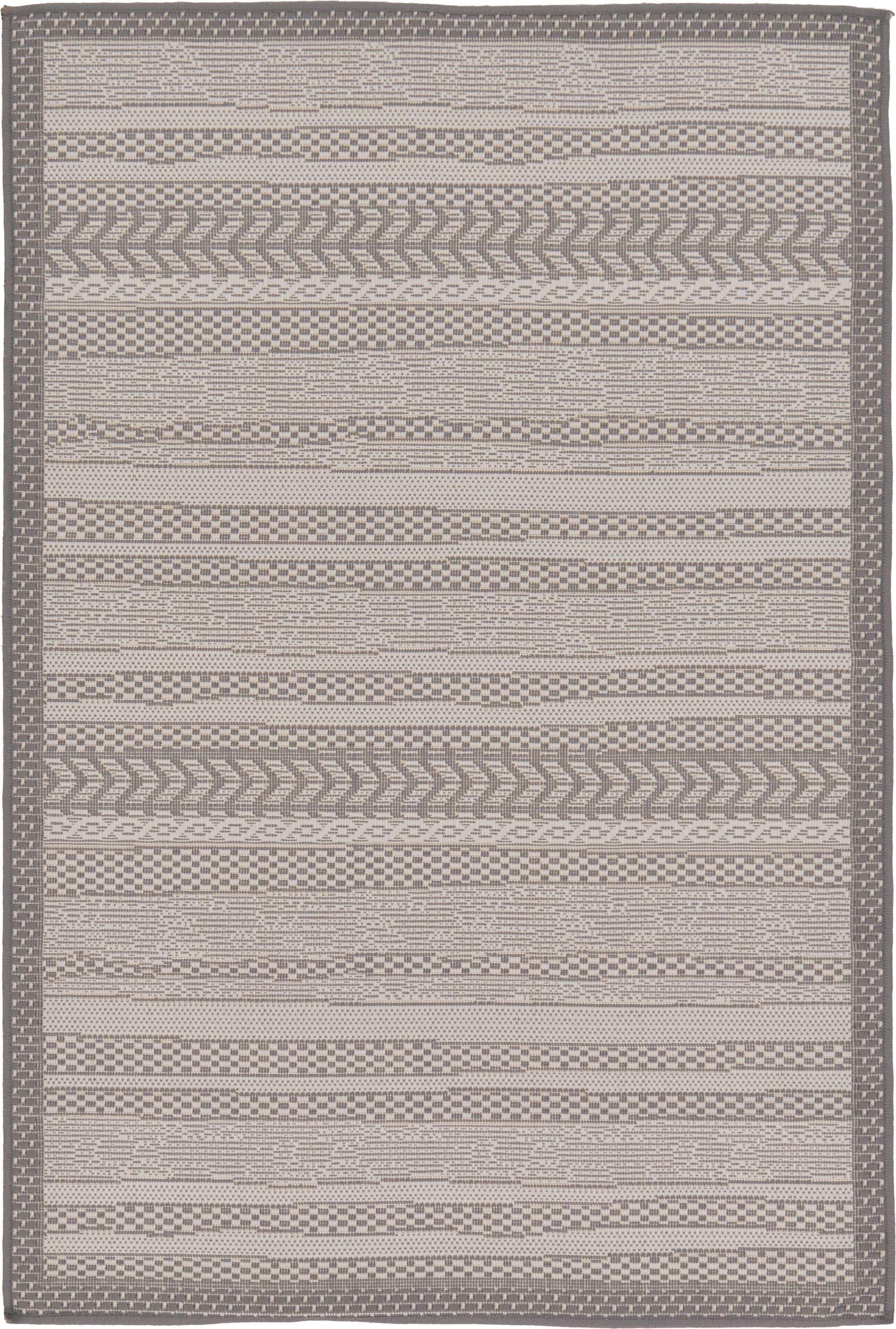 Unique Loom Outdoor Border Collection Area Rug - Lines (3' 3" x 5' 1" Rectangle Gray/Silver)