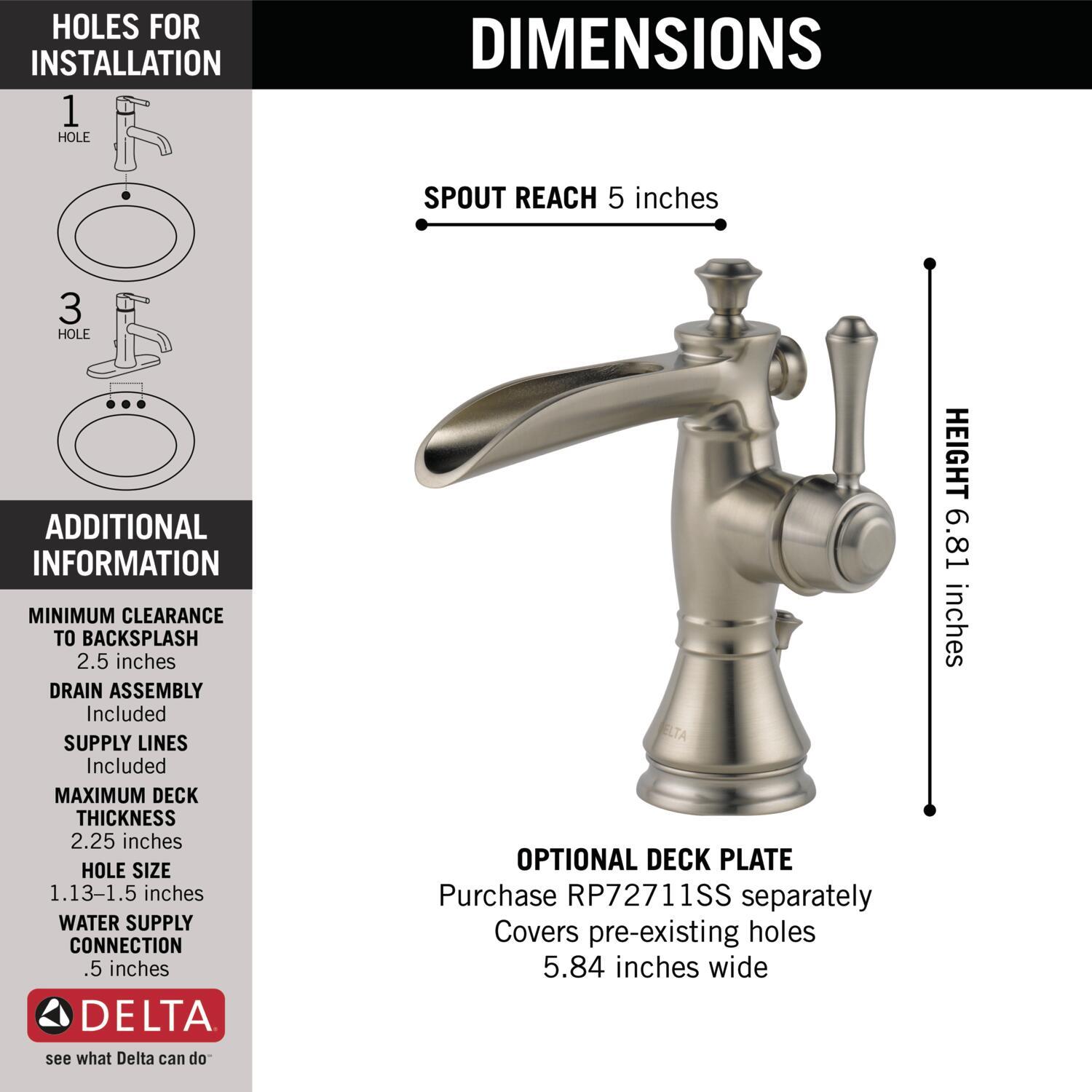 Cassidy™ Single Hole Bathroom Faucet with Drain Assembly