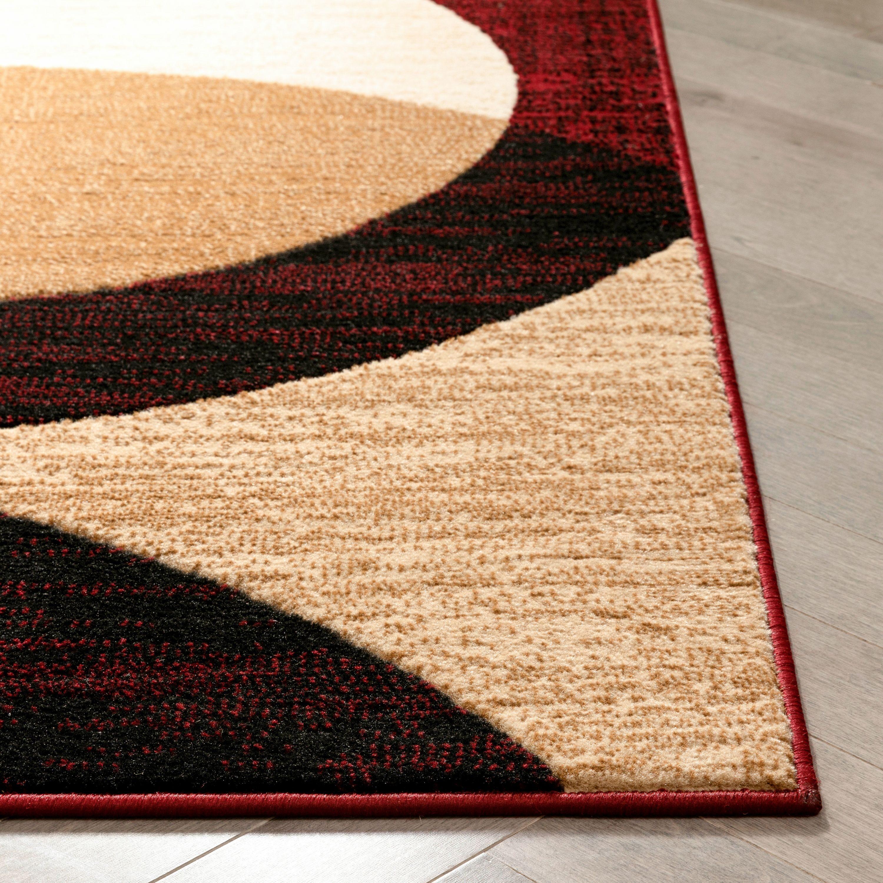 Well Woven 5 x 7 (ft) Loomed Polypropylene Red Rectangular Indoor Geometric Mid-Century Modern Area rug
