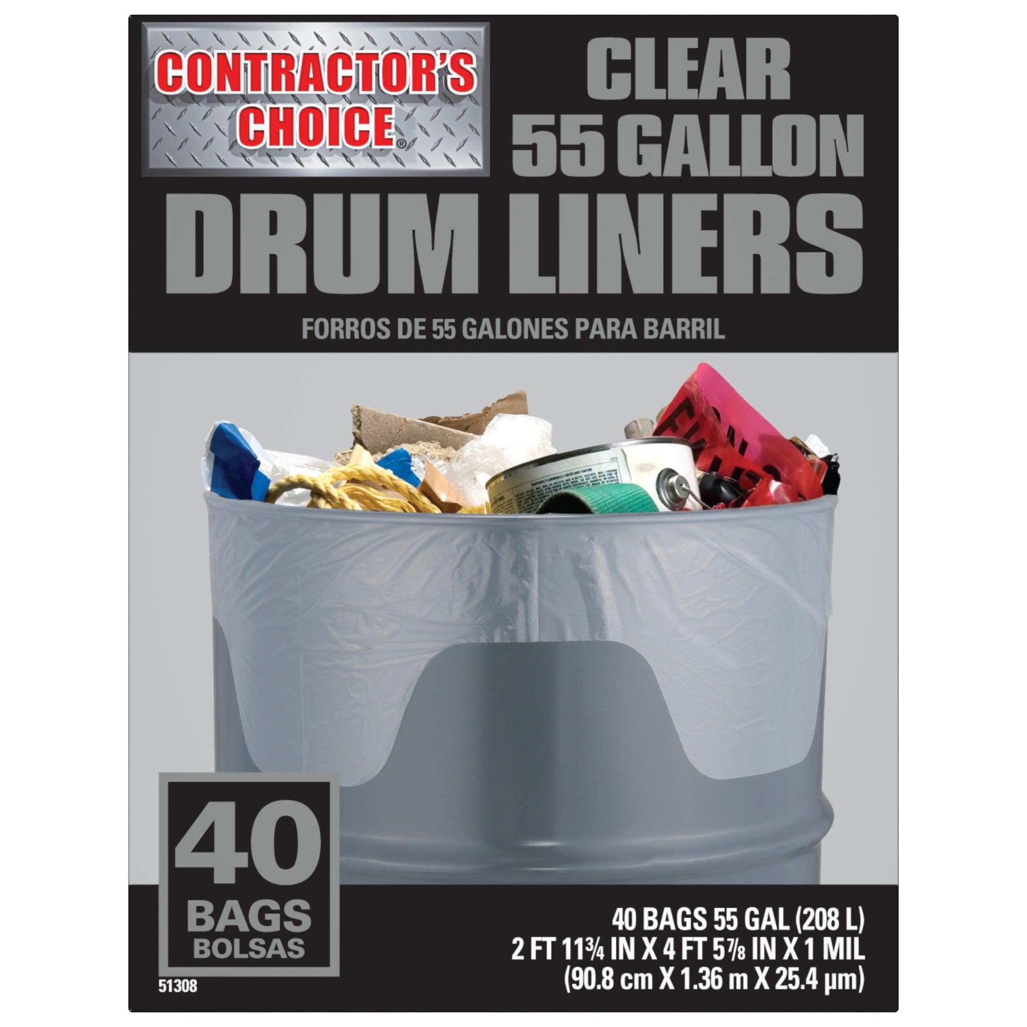Contractor's Choice Contractor 55-Gallons Scent free Clear Outdoor Plastic Construction Flap Tie Trash Bag 40 -Count