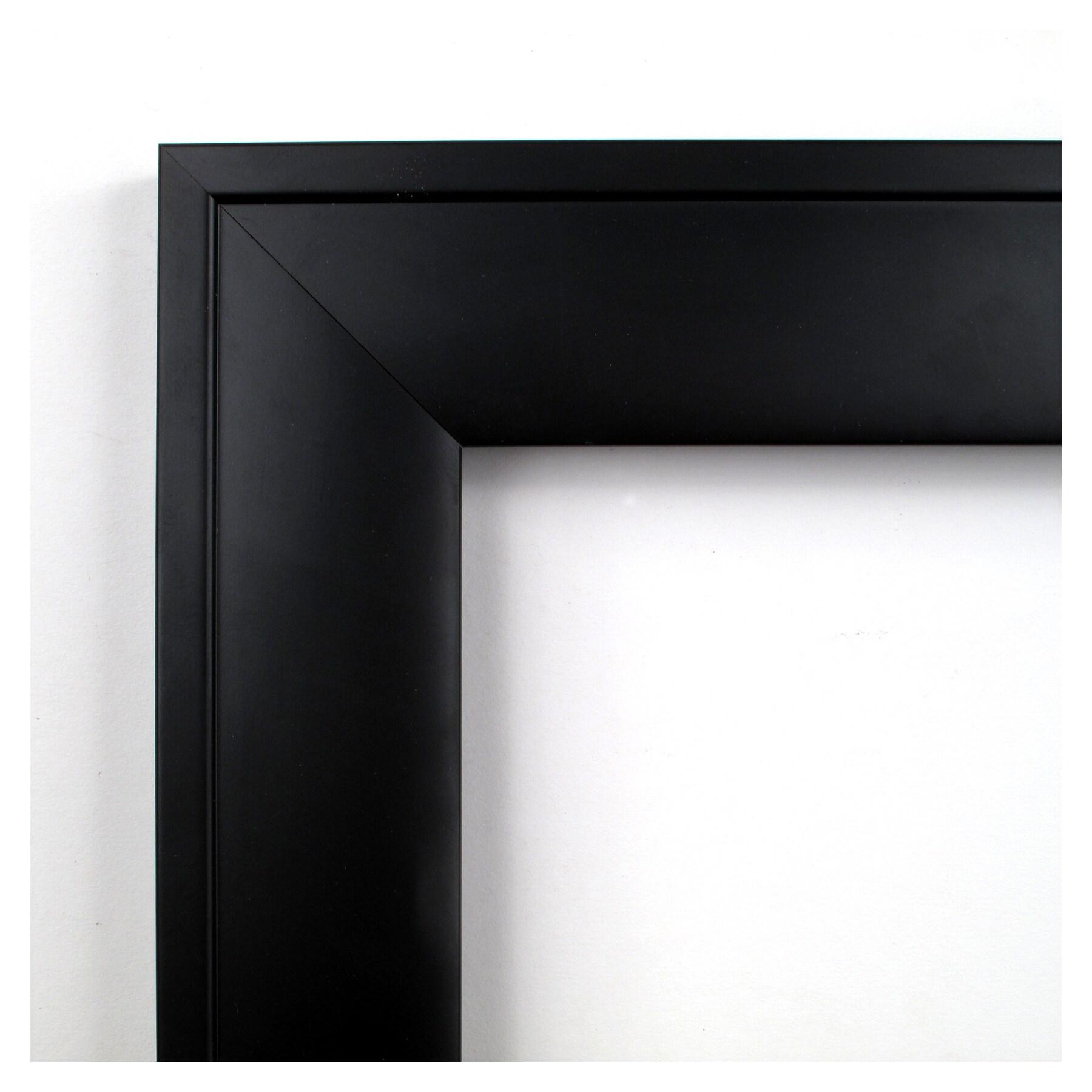 32" x 26" Non-Beveled Nero Black Wood Wall Mirror - Amanti Art: Modern Rectangle, Wall Mount, Includes Hardware