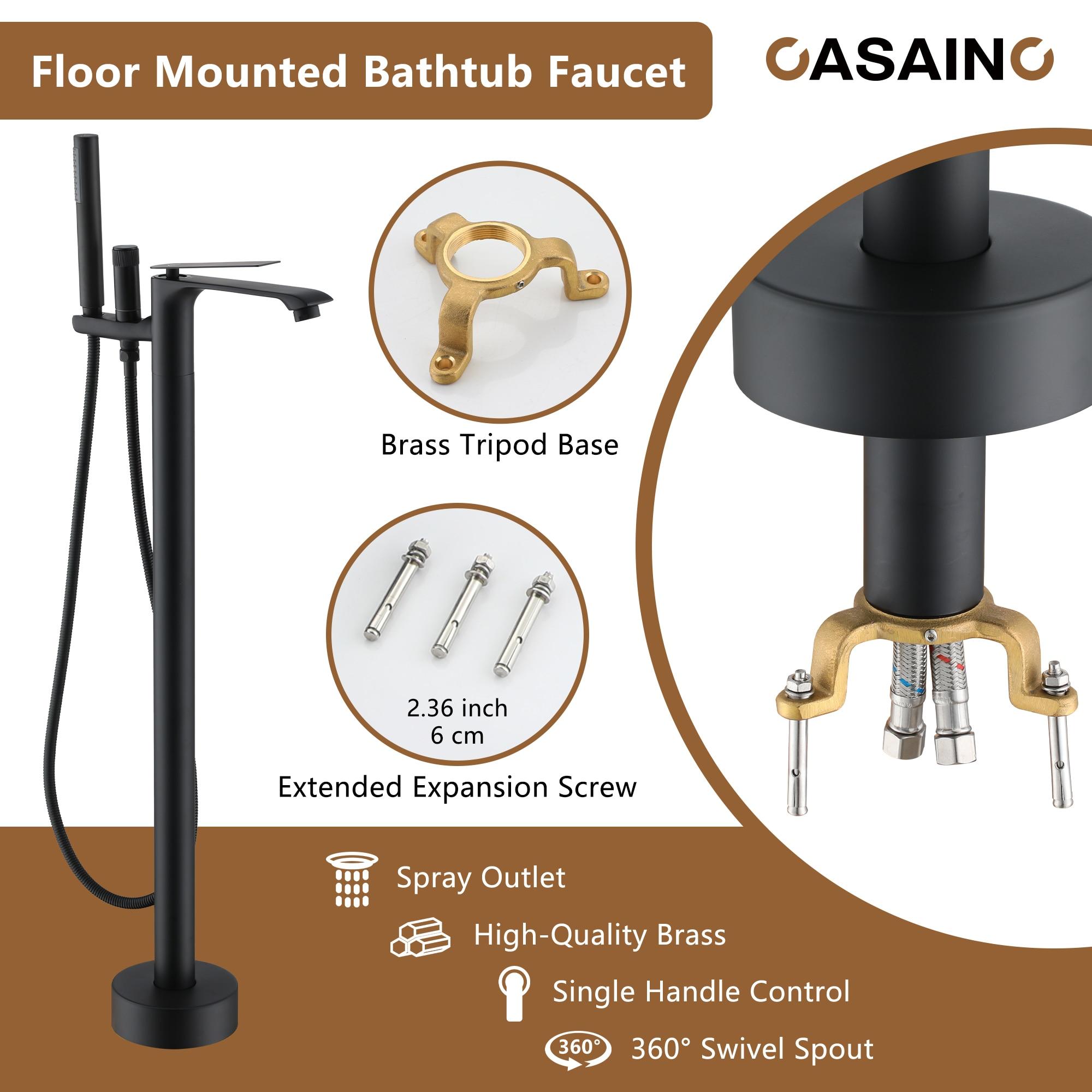 Single Handle Free Standing Bathtub Faucet with Diverter and Handshower