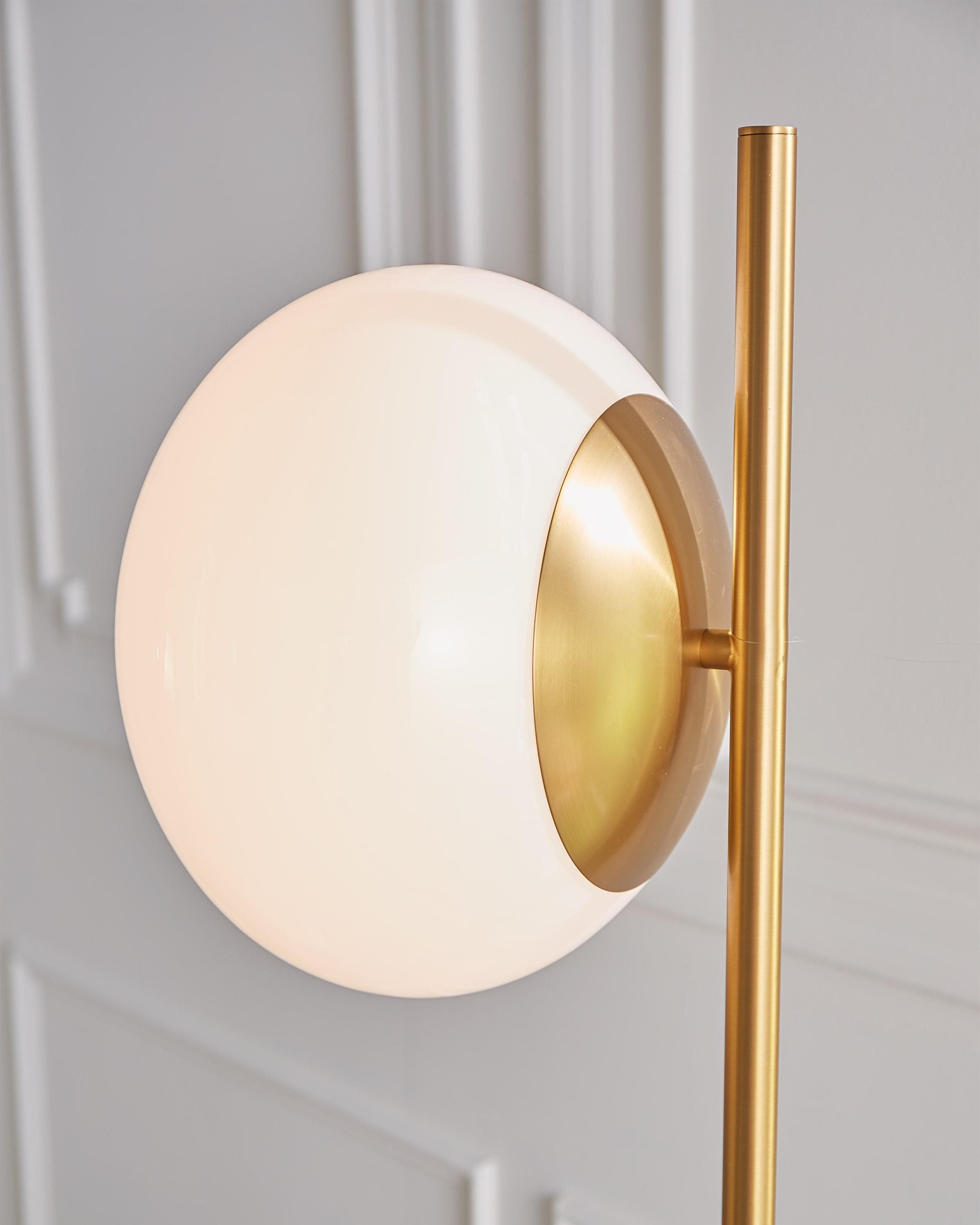 Burnished Brass Floor Lamp with Milk White Glass Shade