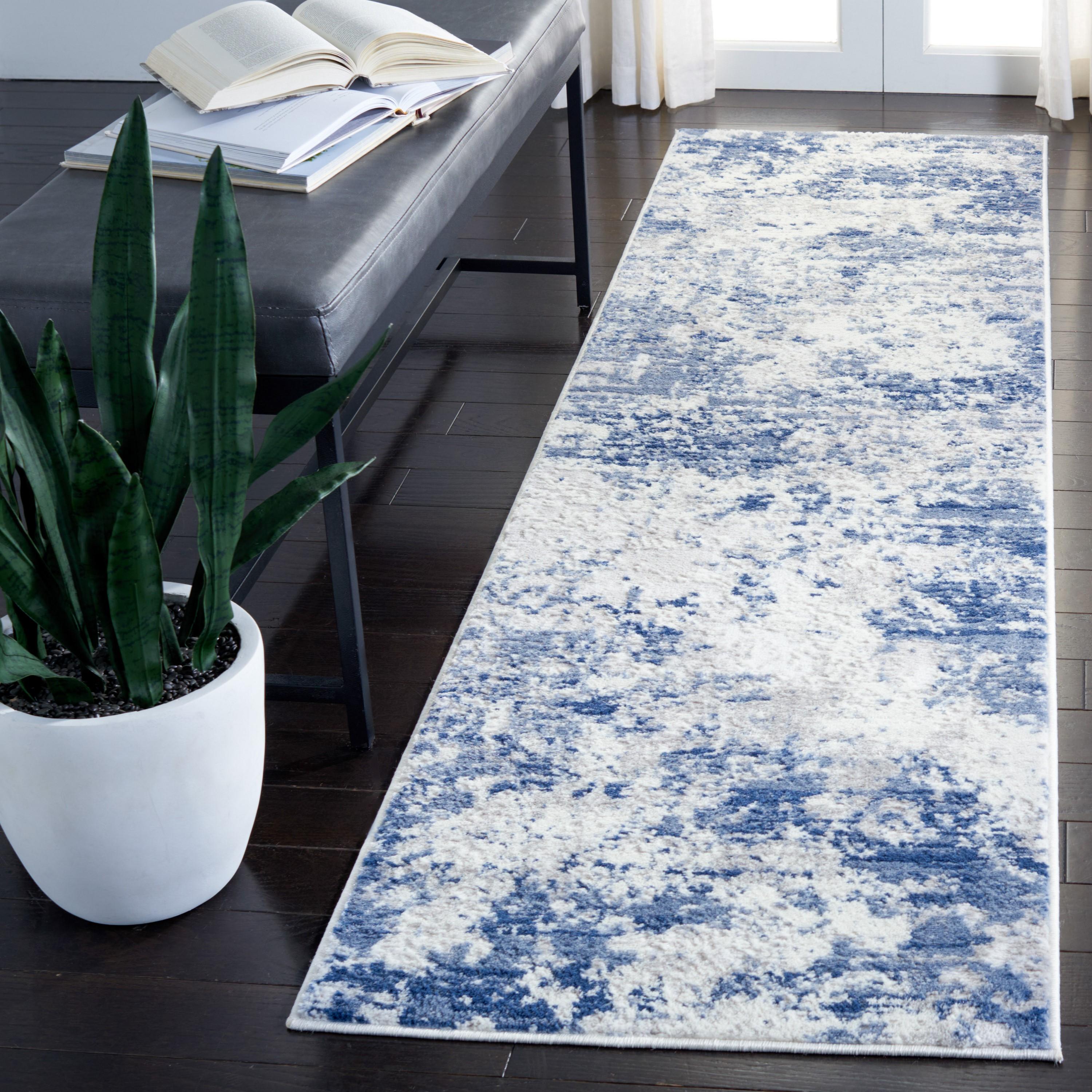 Amelia ALA705 Power Loomed Runner Rug - Navy/Grey - 2'2"x10' - Safavieh.